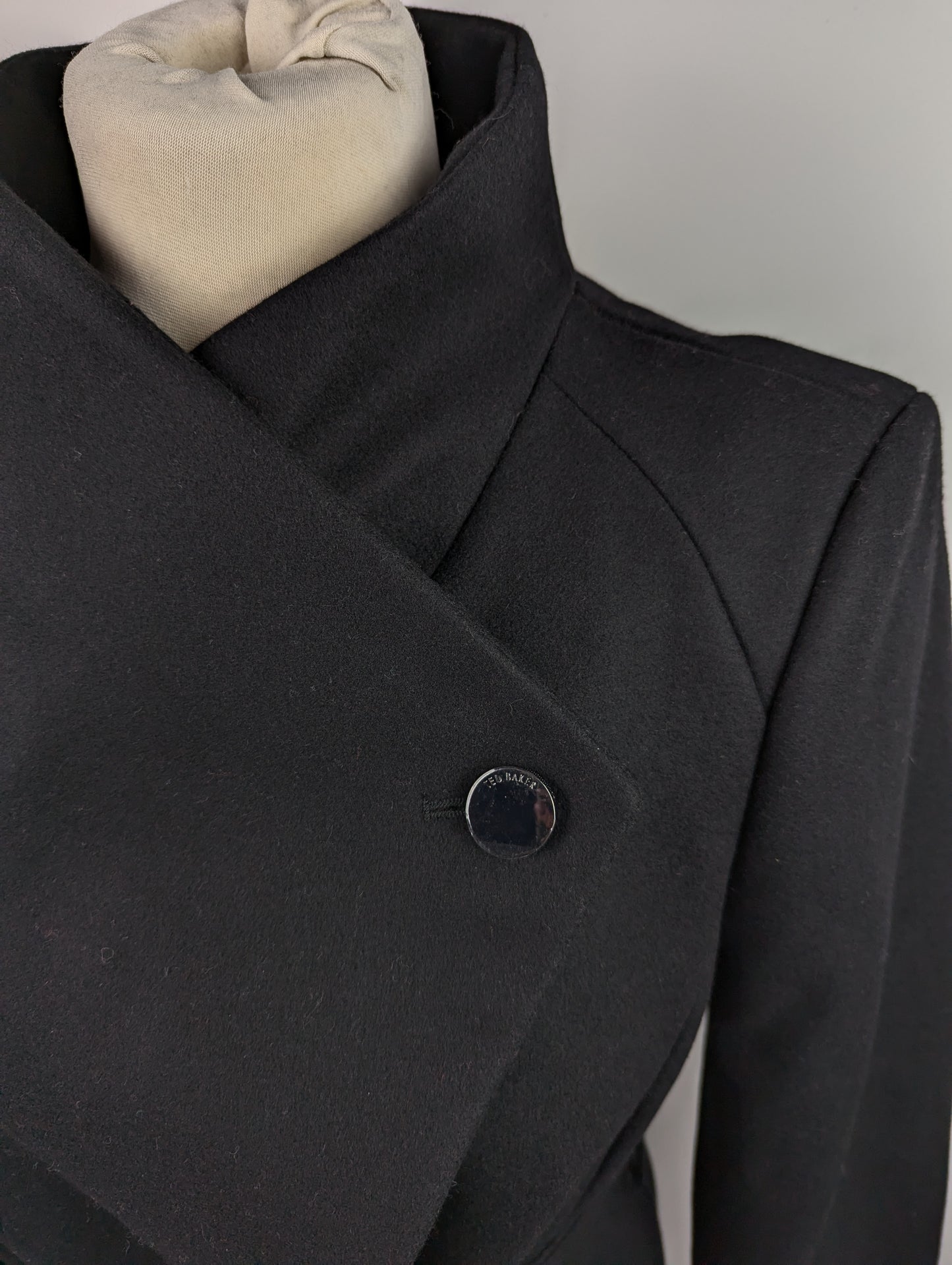 Ted Baker Women's Rose Belted Midi Wool Long Sleeve Coat - Black