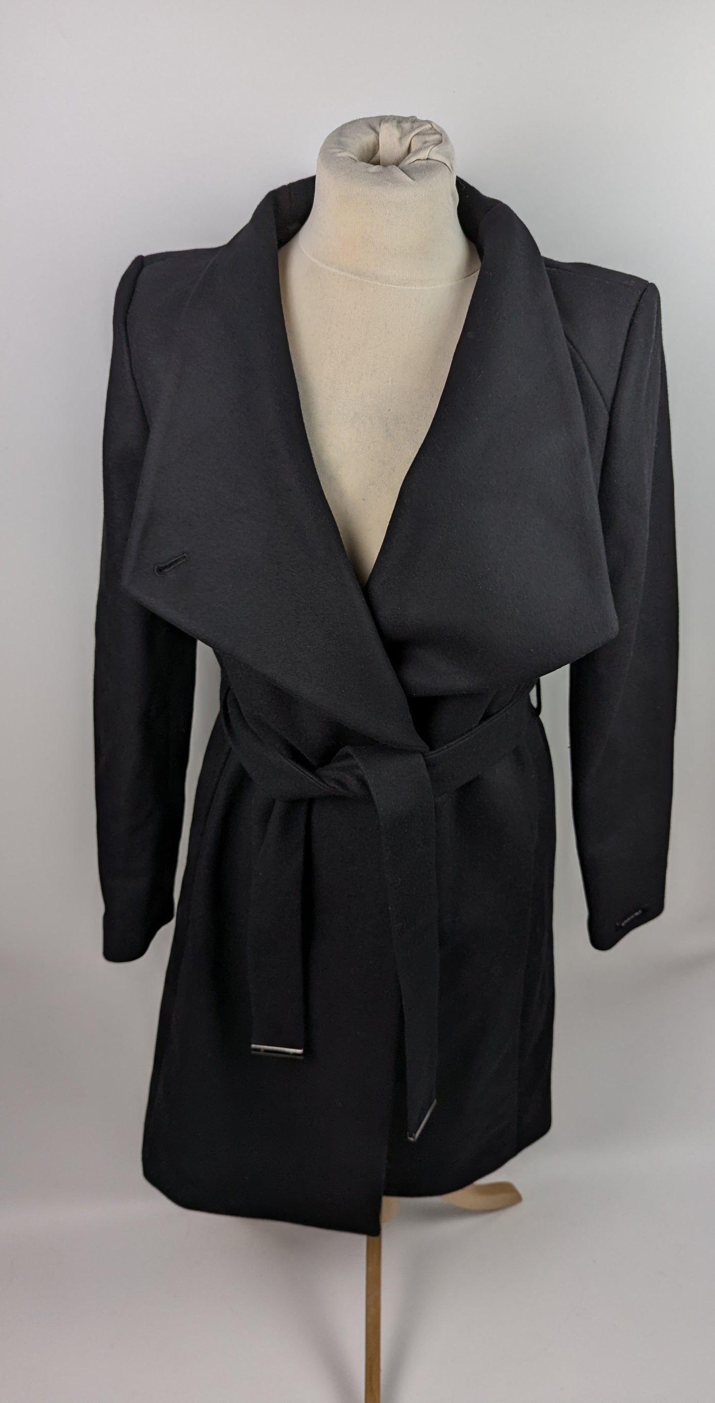 Ted Baker Women's Rose Belted Midi Wool Long Sleeve Coat - Black