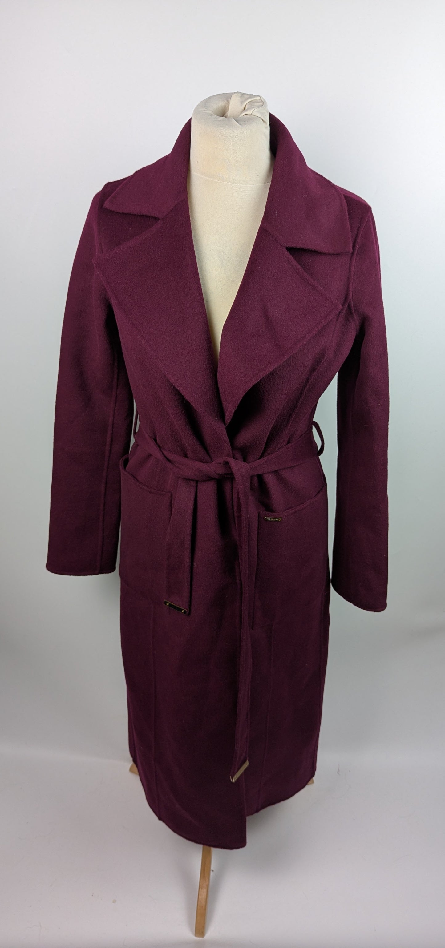 Michael Kors Wrap Wool Coat - Plum Purple