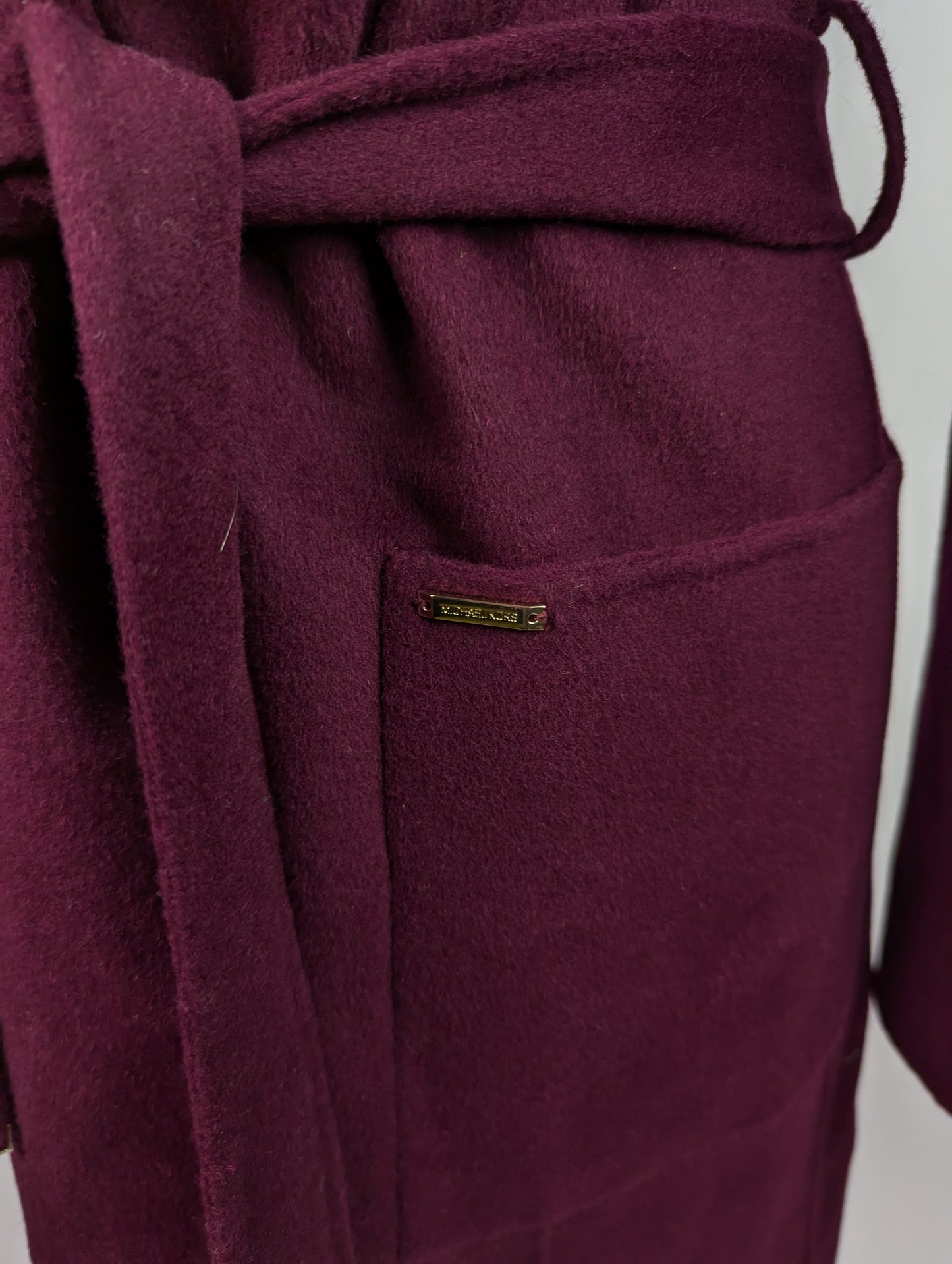 Michael Kors Wrap Wool Coat - Plum Purple
