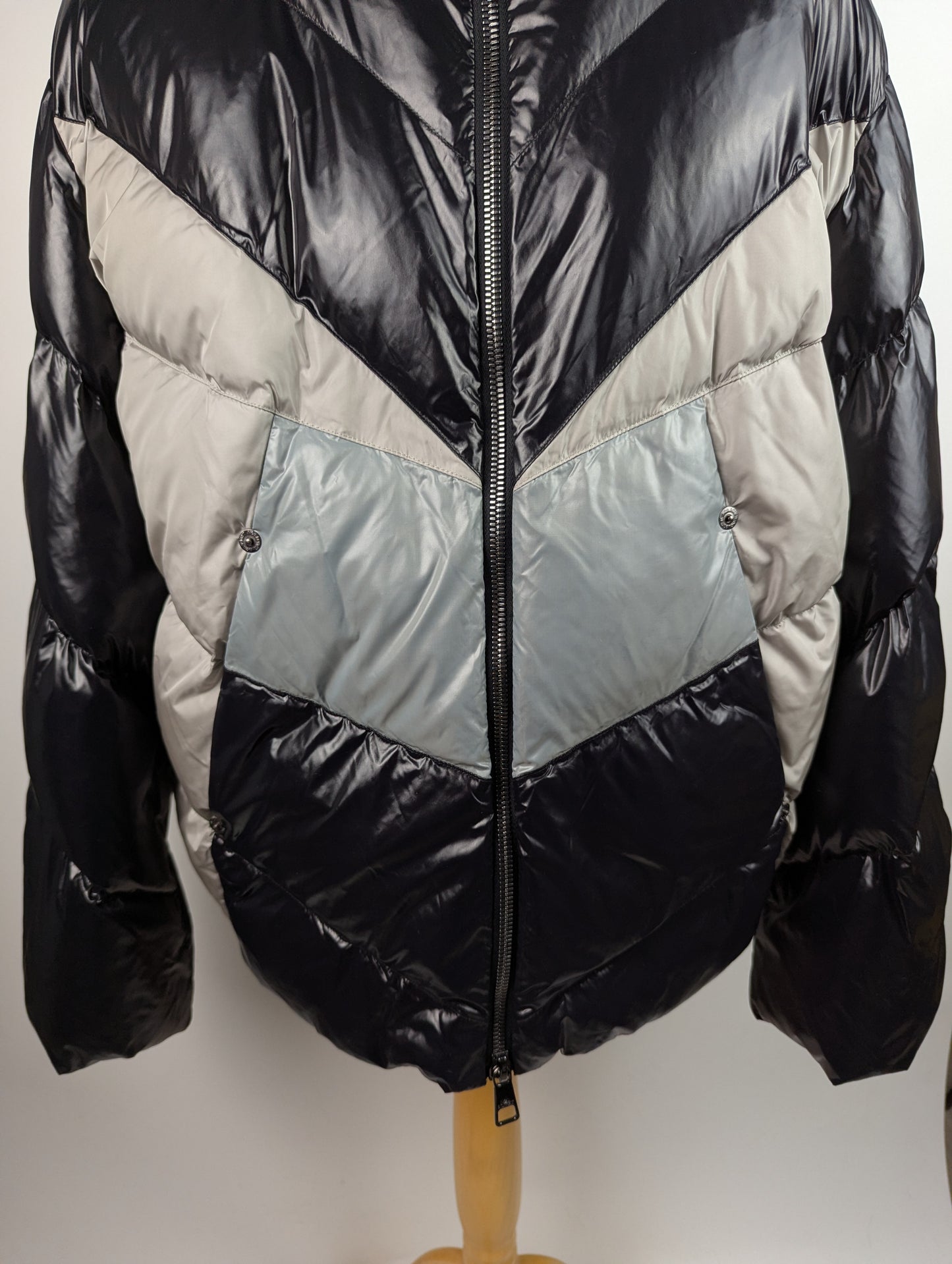 Neil Barrett Mixed Nylons Modernist Padded Puffer Jacket - Black / Silver