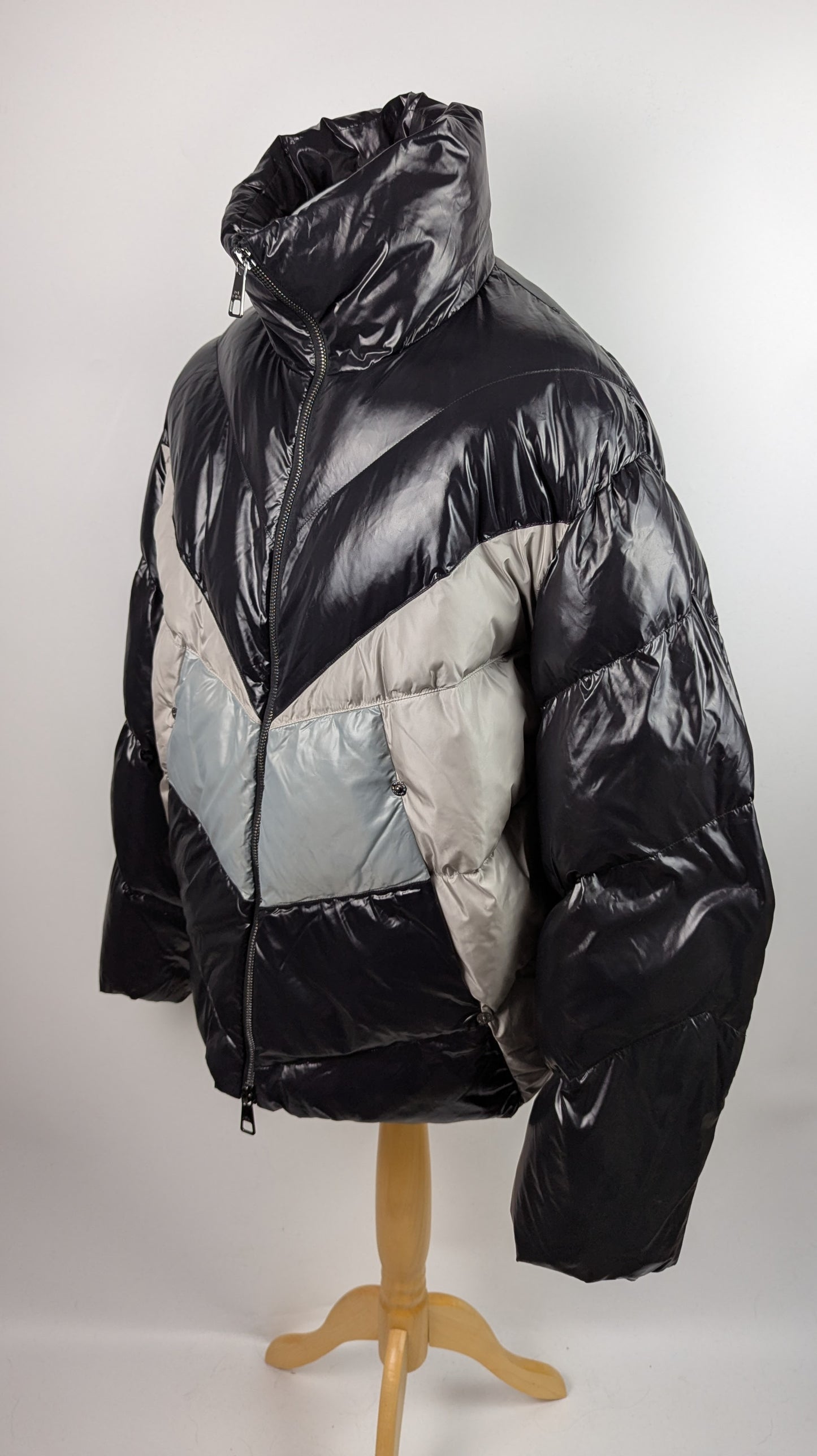 Neil Barrett Mixed Nylons Modernist Padded Puffer Jacket - Black / Silver