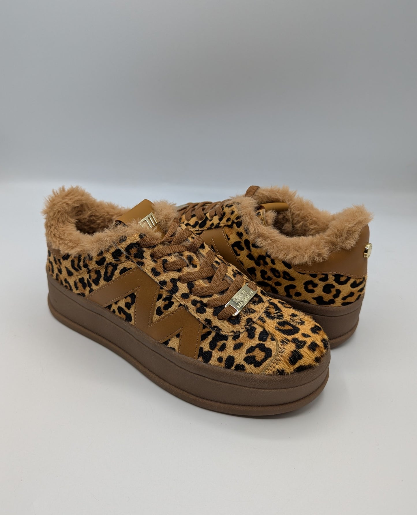 Steve Madden Womens Platform Trainers - Brown Leopard Print