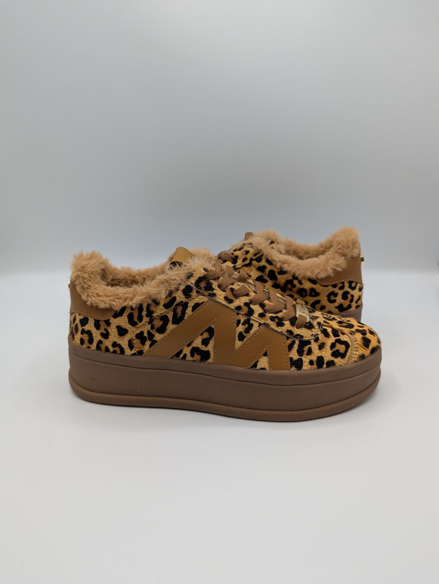 Steve Madden Womens Platform Trainers - Brown Leopard Print