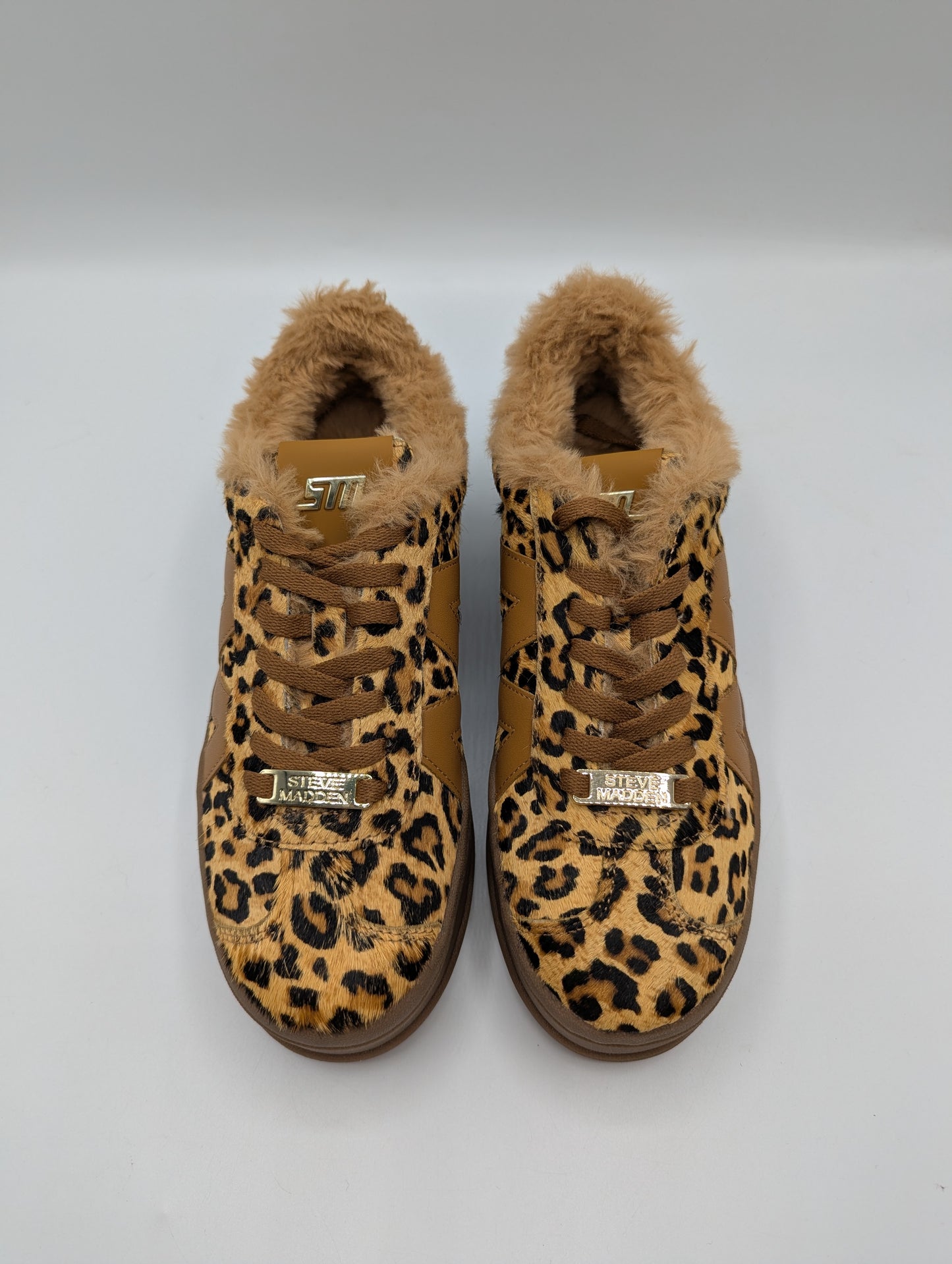 Steve Madden Womens Platform Trainers - Brown Leopard Print