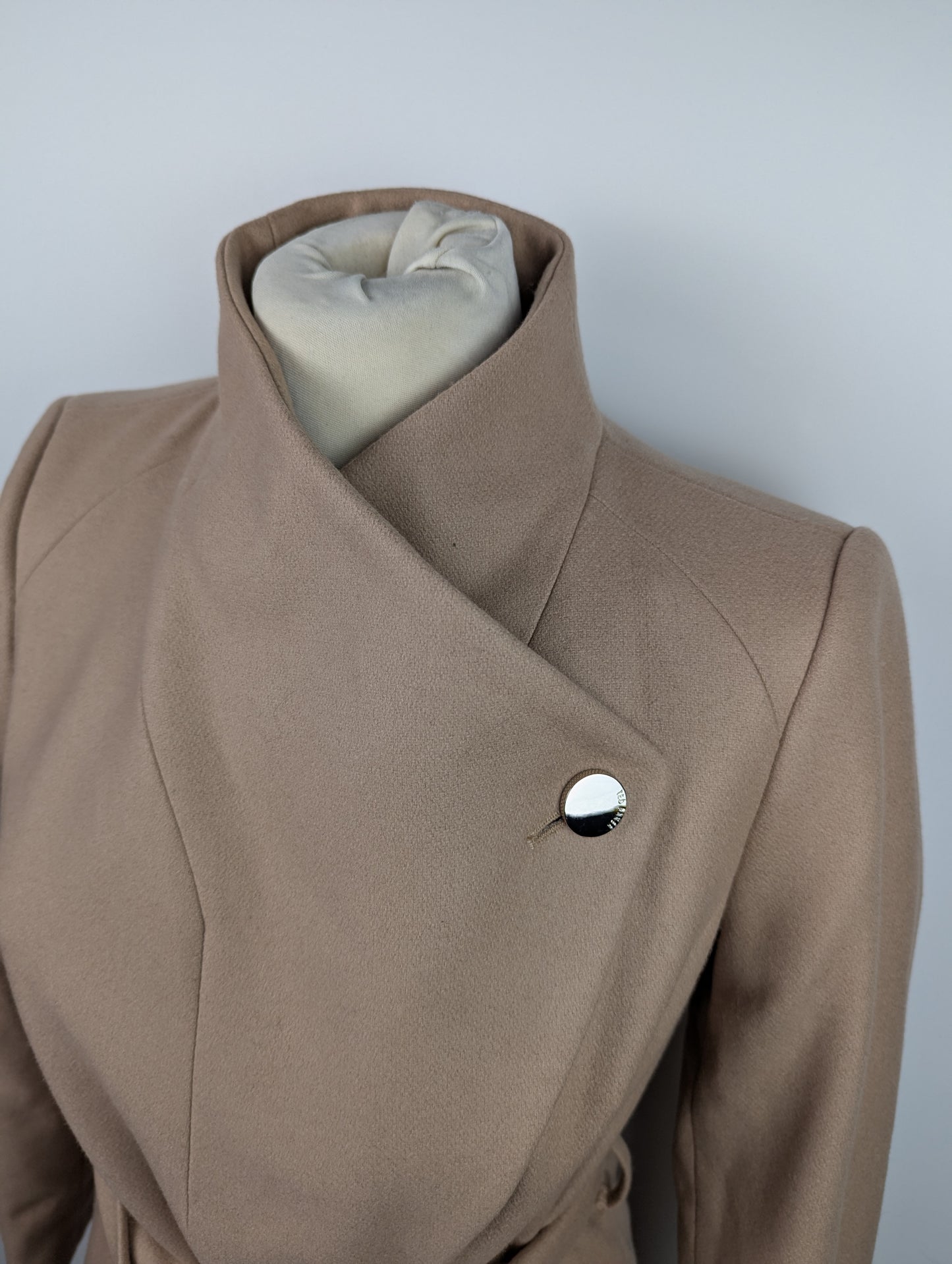 Ted Baker Women's Rose Belted Midi Wool Long Sleeve Coat - Camel