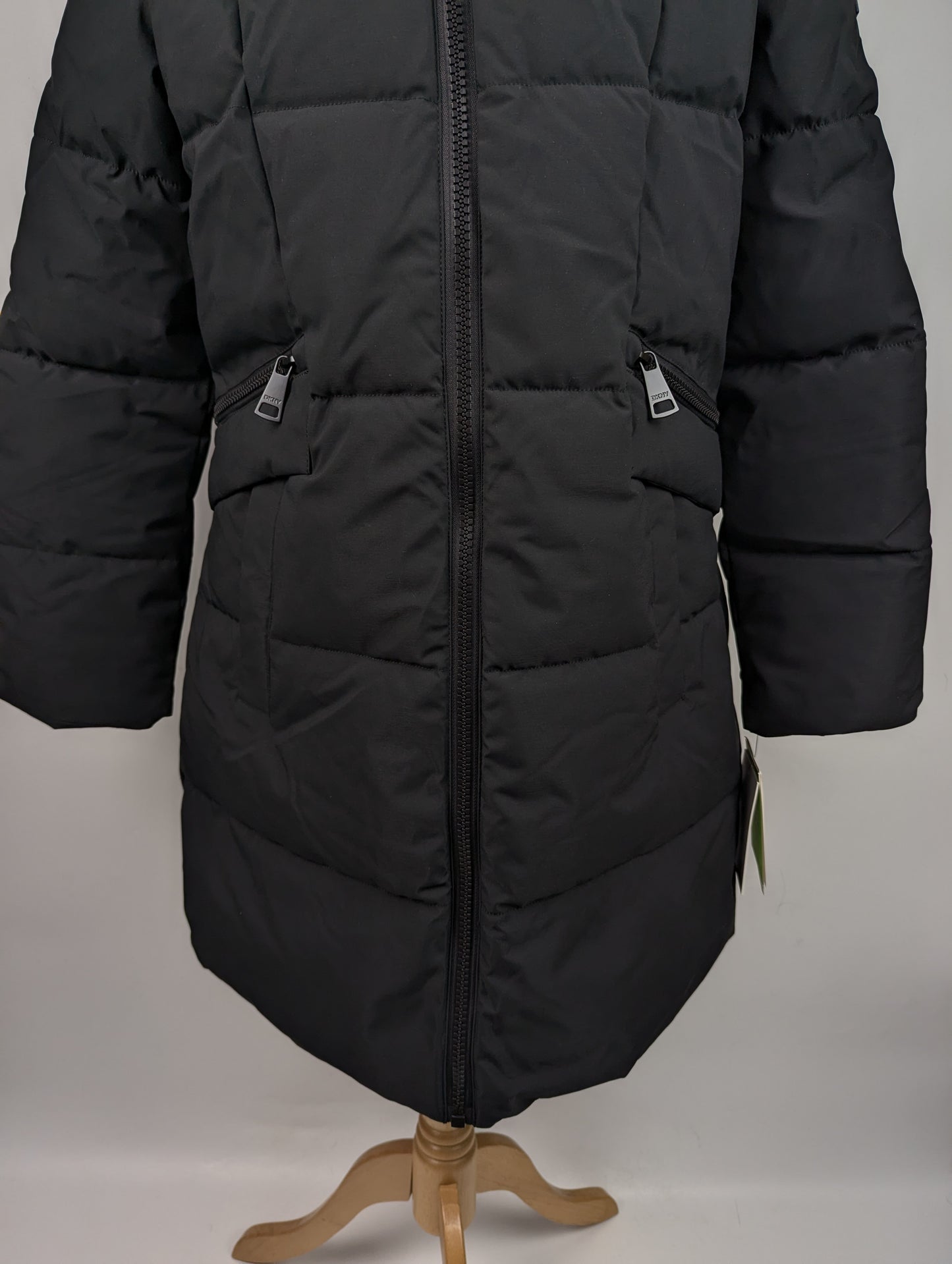 DKNY Women's Quilted Faux Hood Puffer Jacket - Black