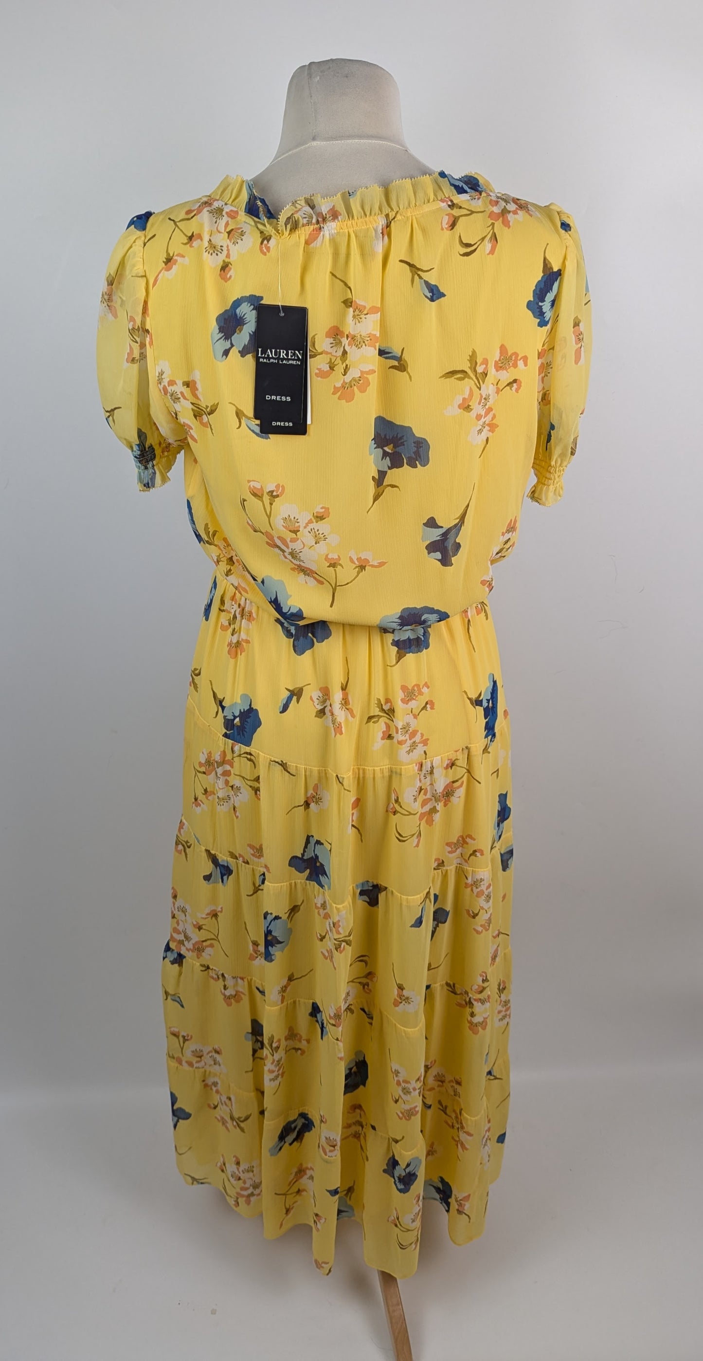 Lauren by Ralph Lauren Floral Georgette Puff-Sleeve Midi Dress - Yellow