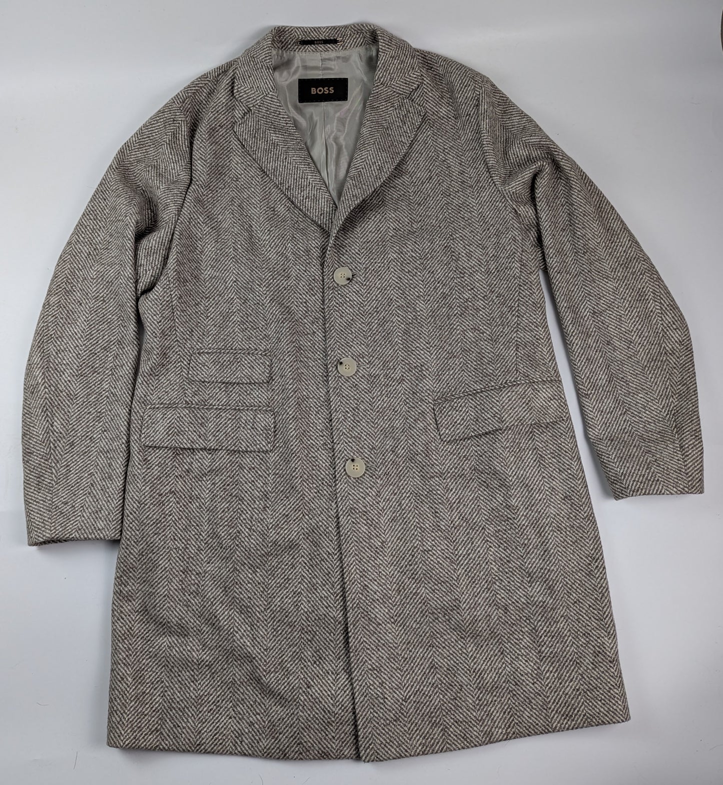 Boss Men's L Henk Overcoat - Brown