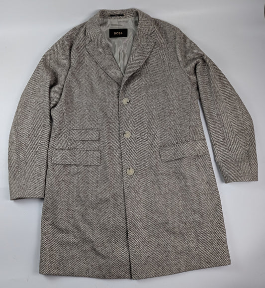 Boss Men's L Henk Overcoat - Brown