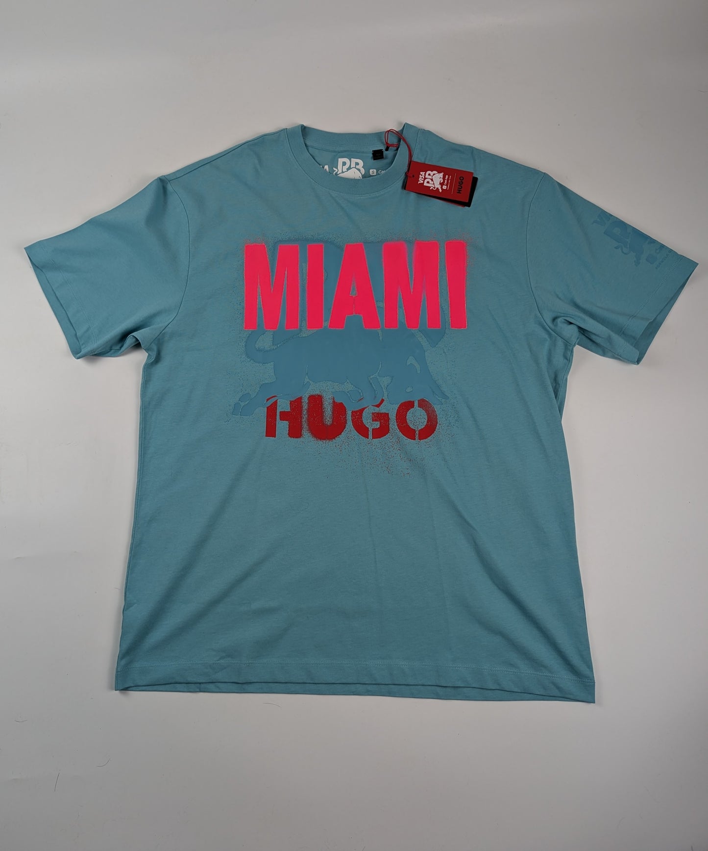 Hugo x Red Bull Racing Men's Miami Print Regular Fit T-Shirt -Turquoise/Aqua