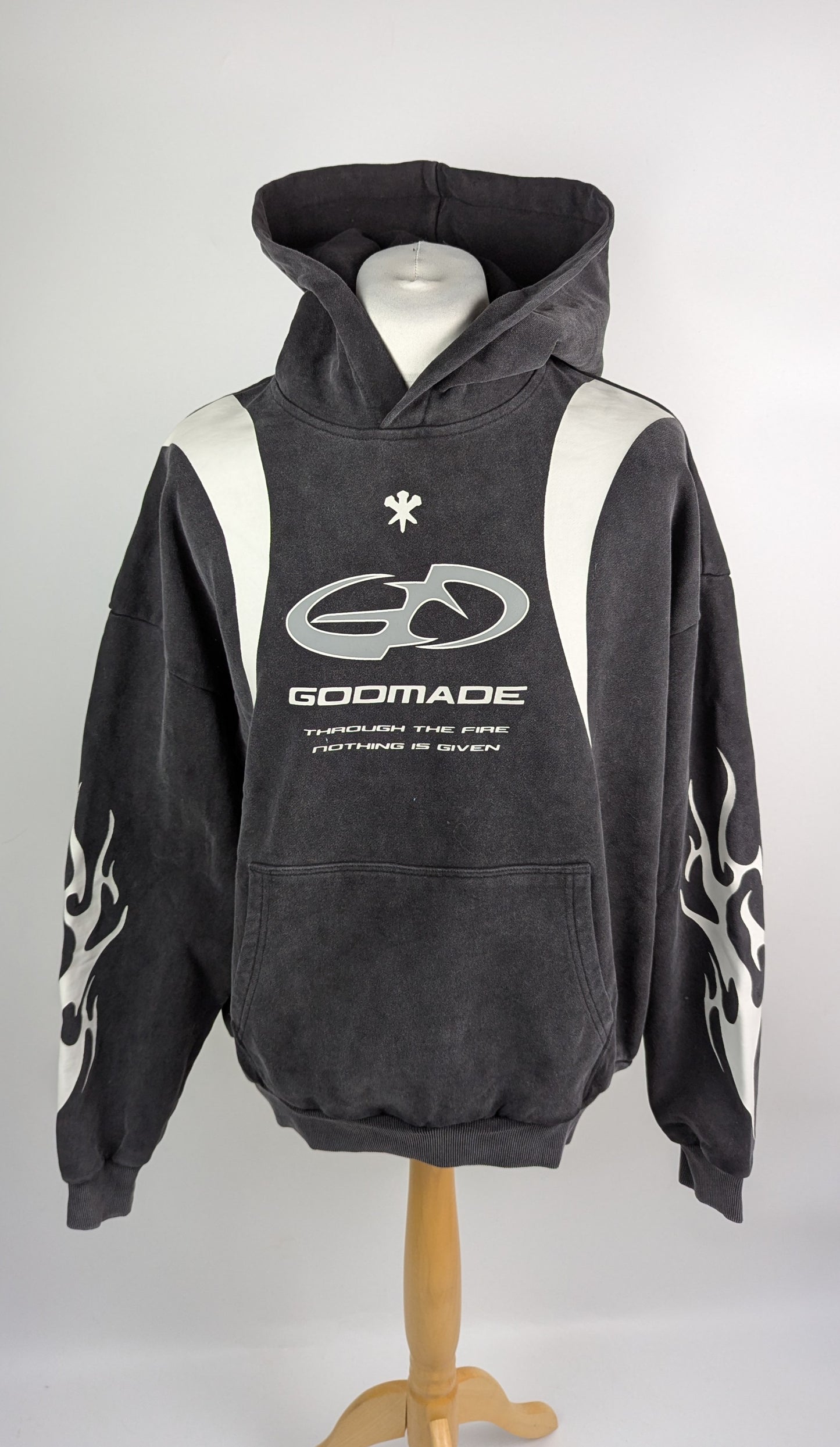 Godmade Logo Washed Mens Hoodie - Black