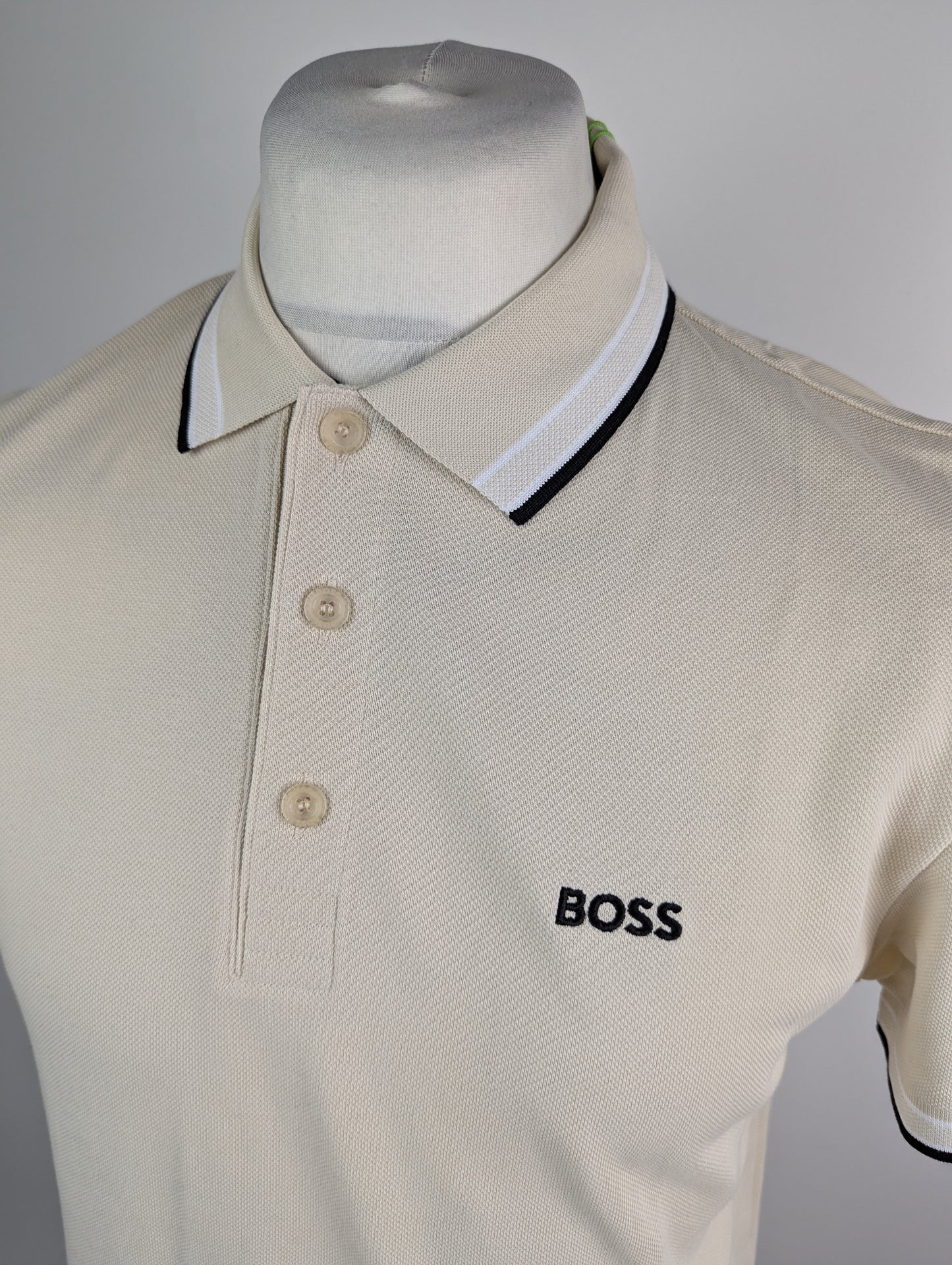 Boss Men's HBG Paddy Polo Shirt with Contrast Tipping - Beige (Open White)