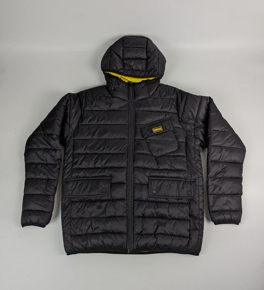 Barbour International Boys Ouston Hooded Quilted Jacket - Black