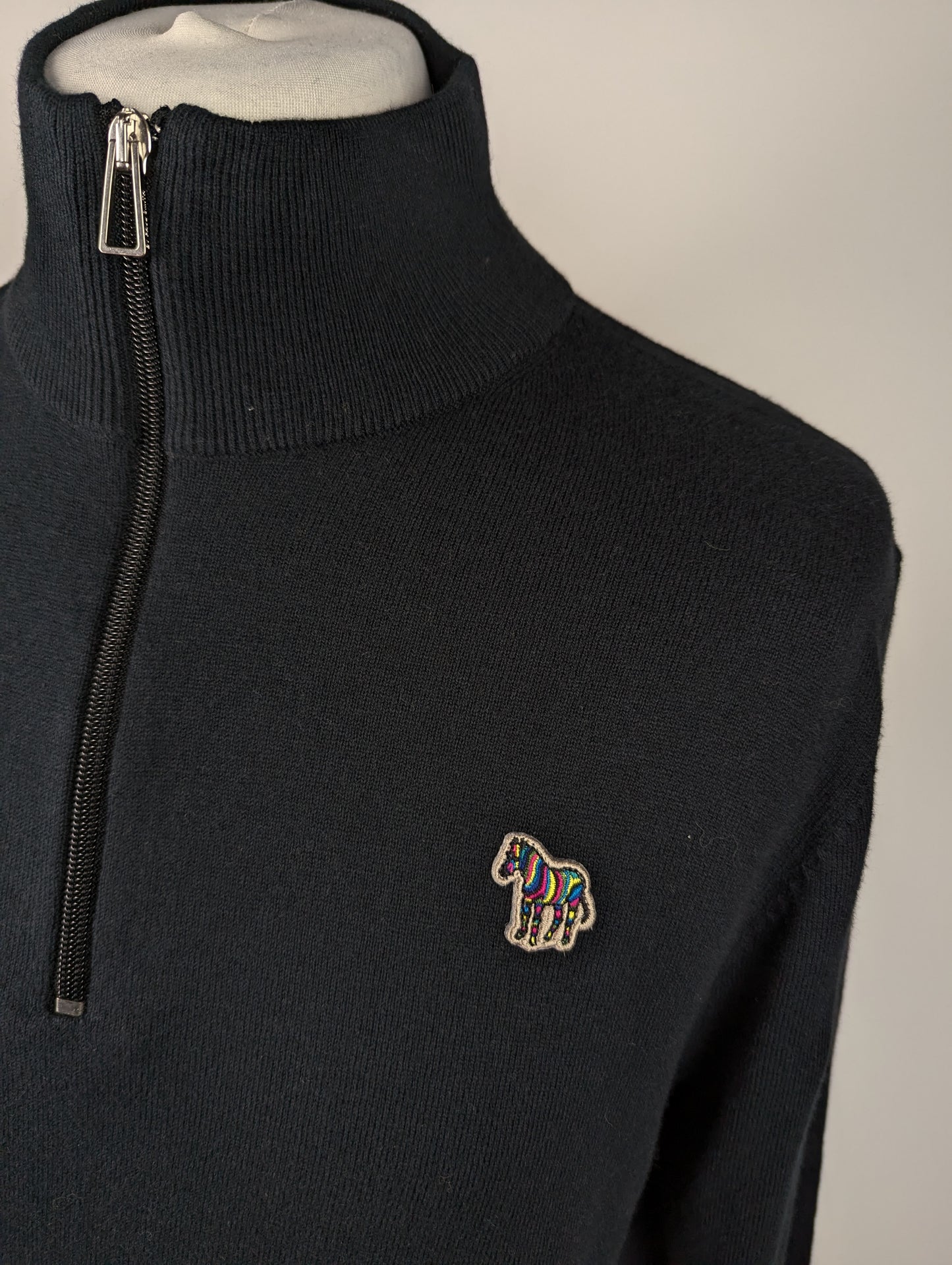 PS Paul Smith Mens Zebra Logo quarter Zip Sweater - Black
