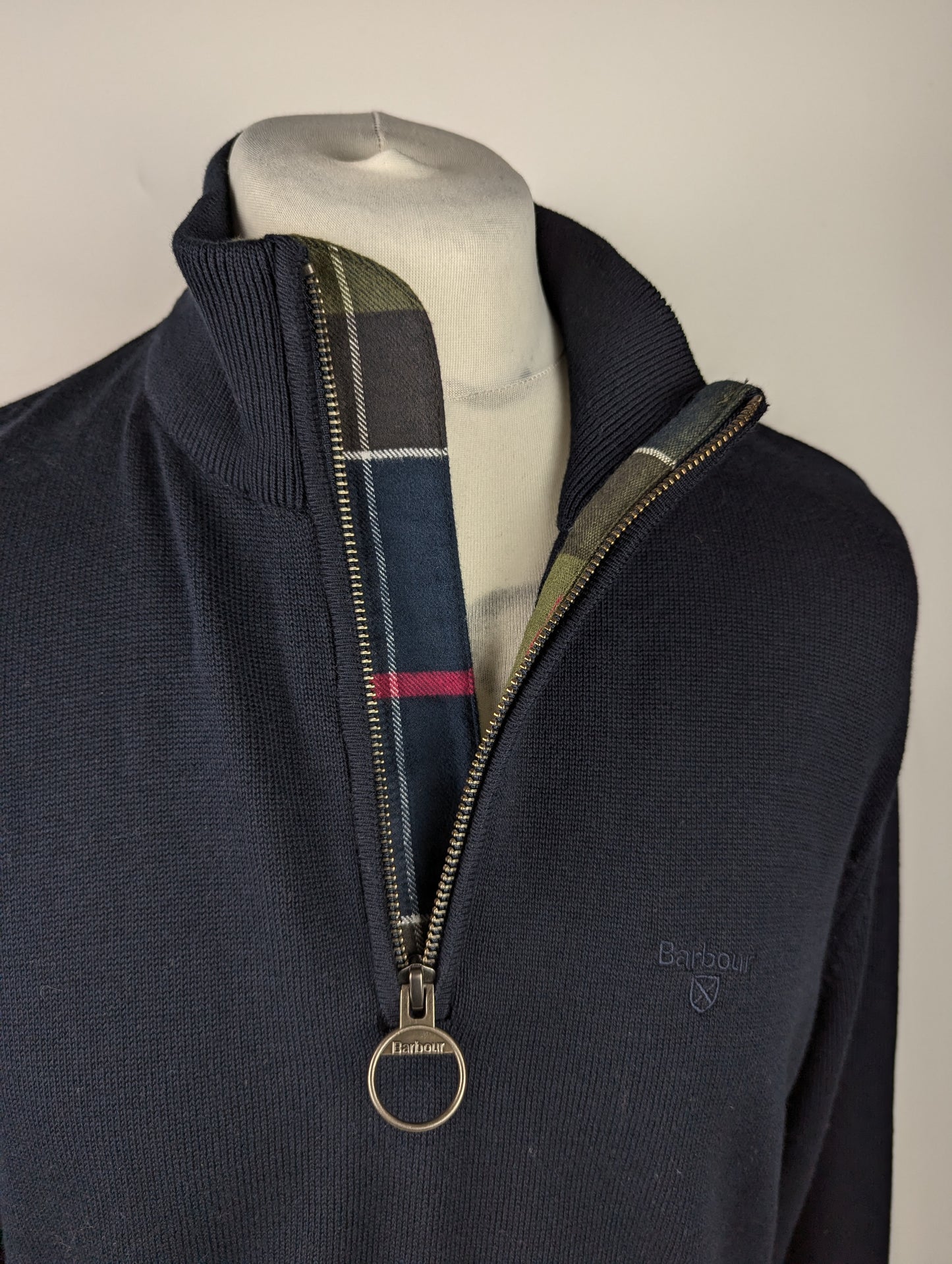BARBOUR Men's Cotton Half Zip Jumper - Navy