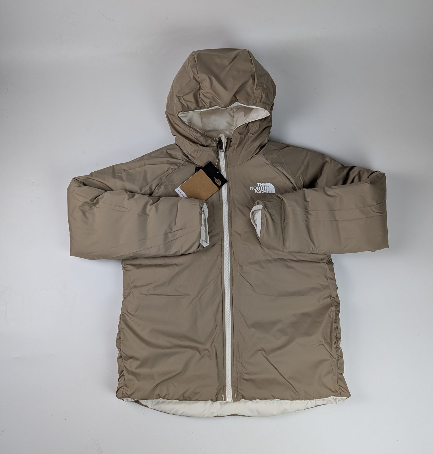 The North Face Girls Reversible Perrito Short Puffer Jacket - White / Beige