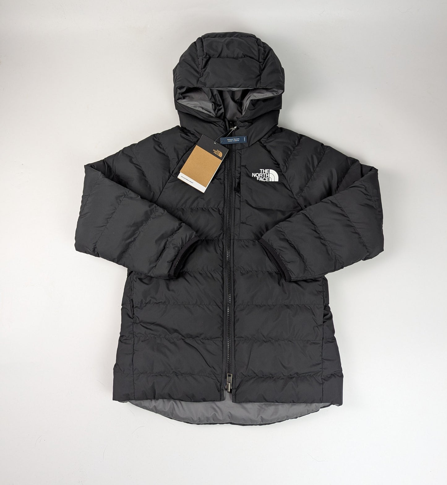 The North Face kids Reversible Perrito Short Puffer Jacket - Black / Grey