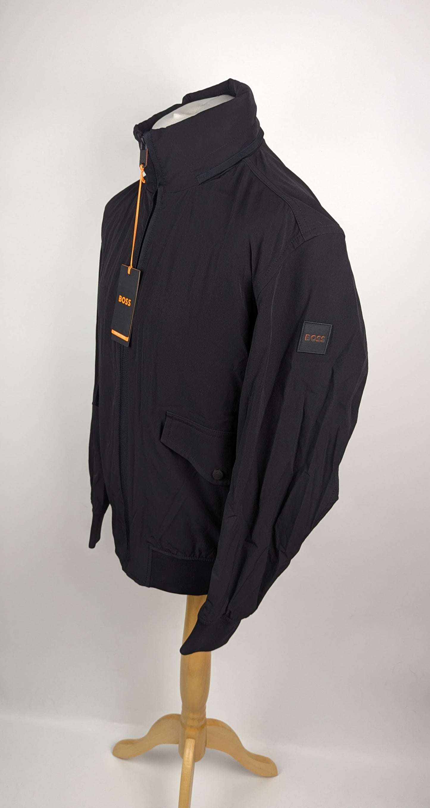 Boss Ohice Mens Water-repellent aviator-style bomber jacket - Black