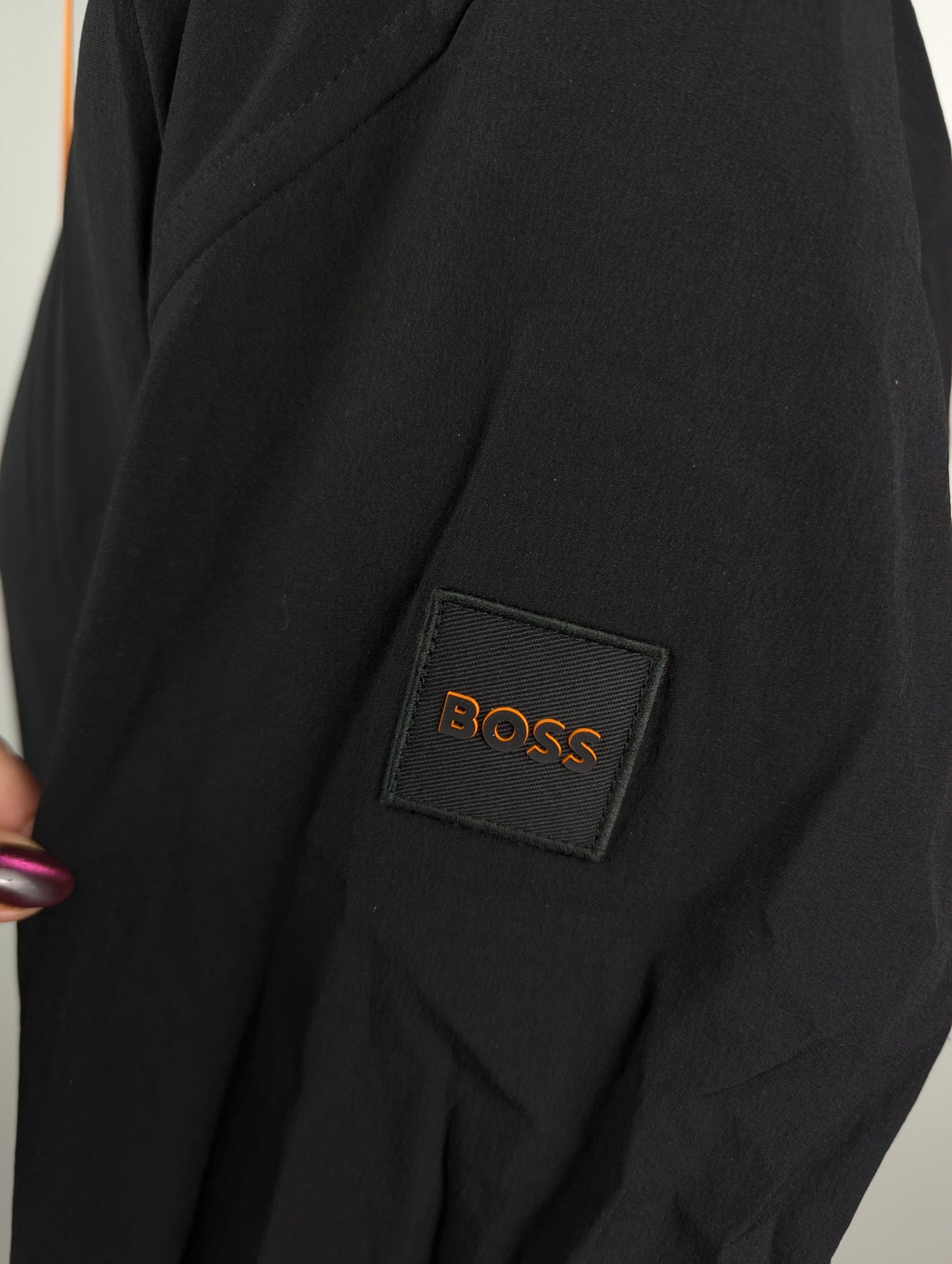 Boss Ohice Mens Water-repellent aviator-style bomber jacket - Black