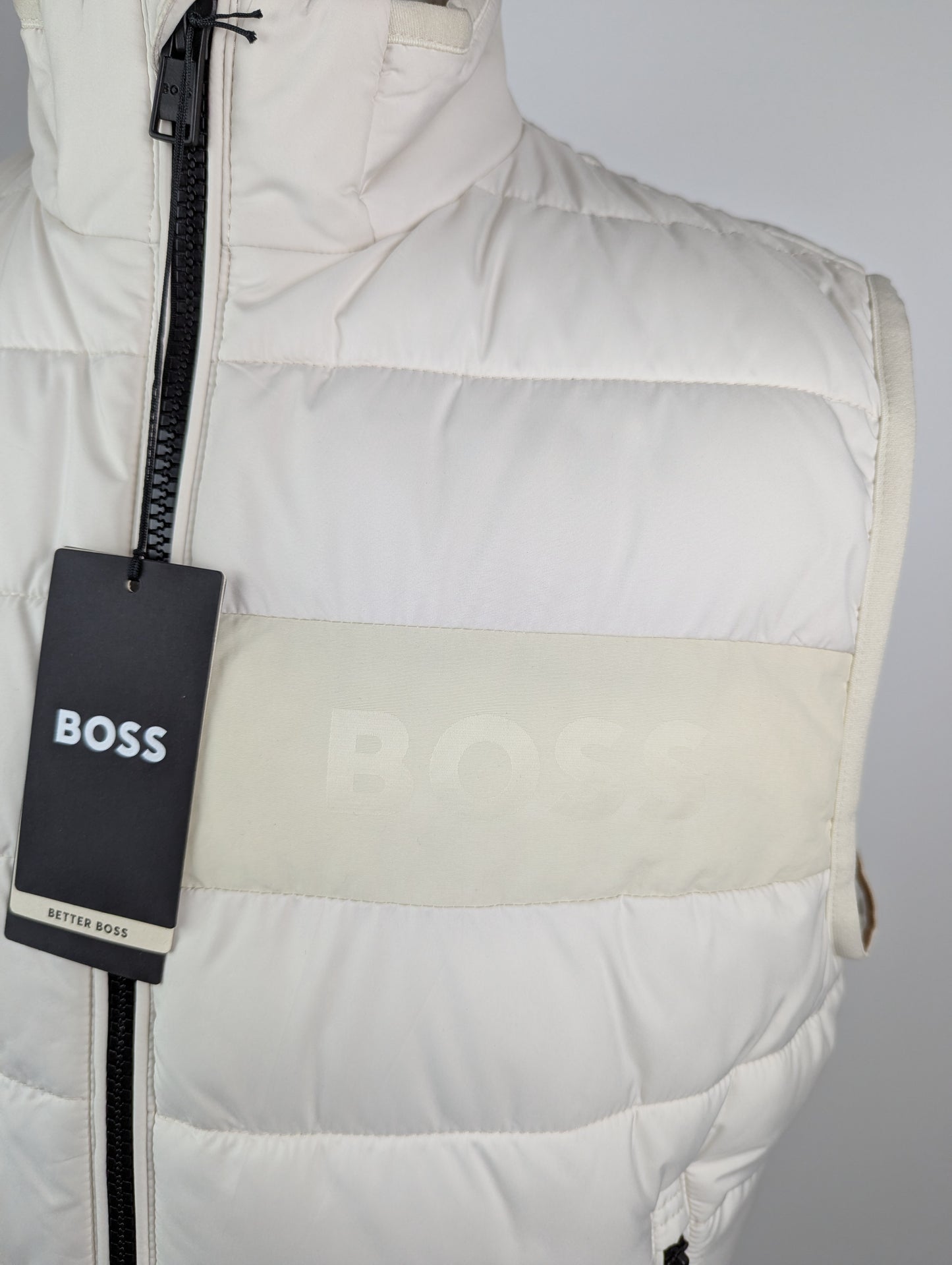 BOSS Mens Formal H Cenito Padded Gilet - Open White