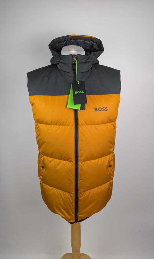 BOSS V Hamar1 Full Zip Padded Vest - Mustard / Grey