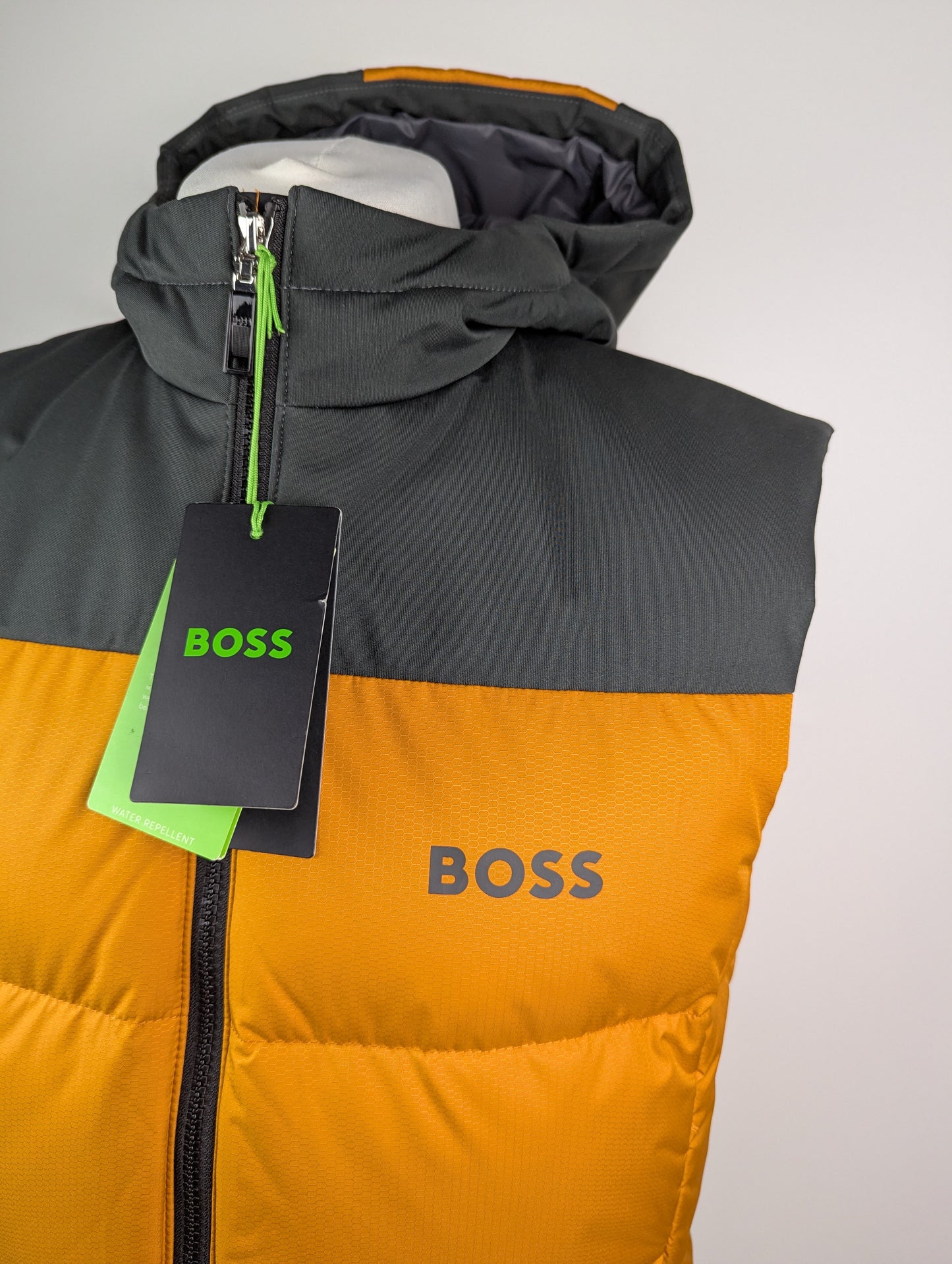 BOSS V Hamar1 Full Zip Padded Vest - Mustard / Grey