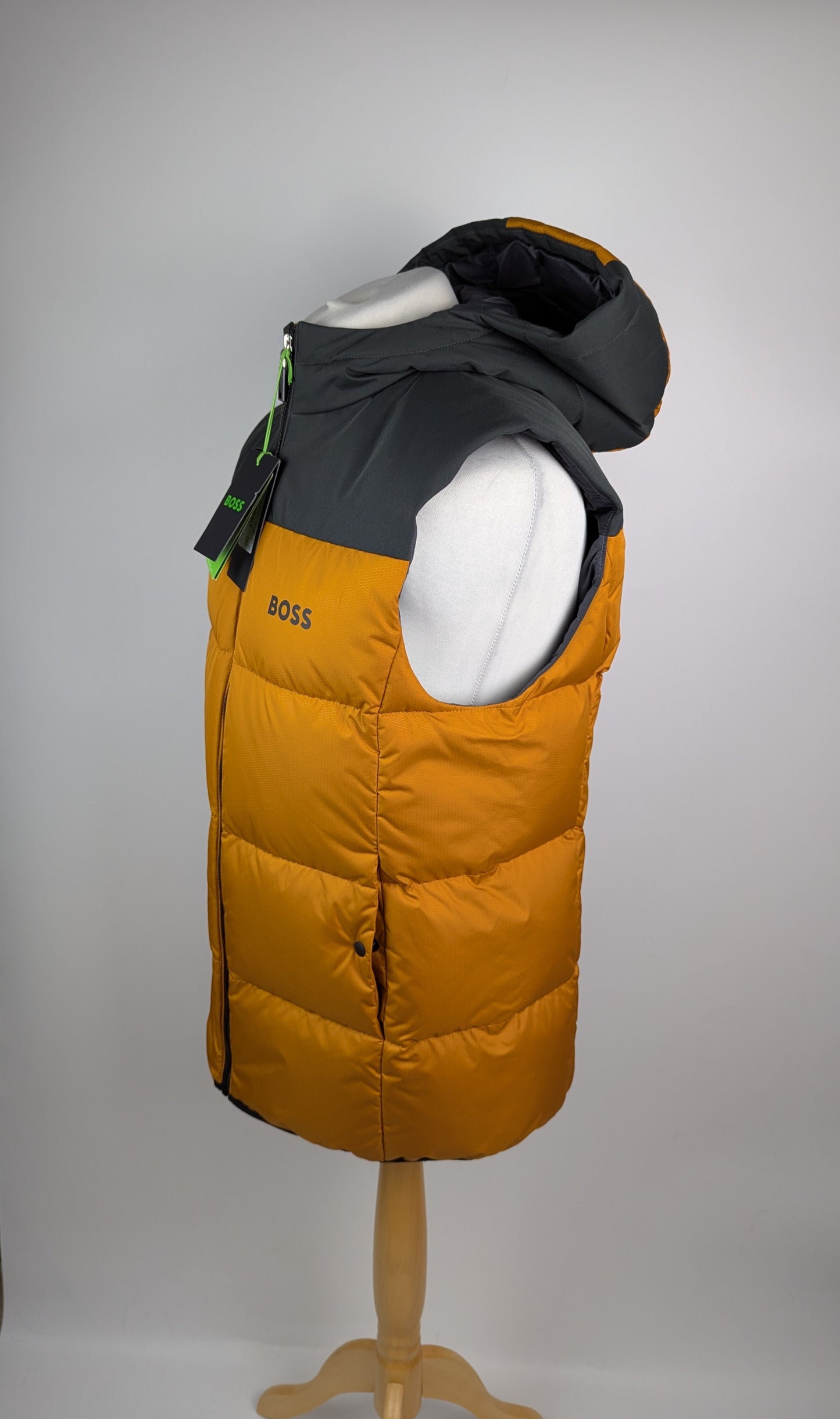 BOSS V Hamar1 Full Zip Padded Vest - Mustard / Grey