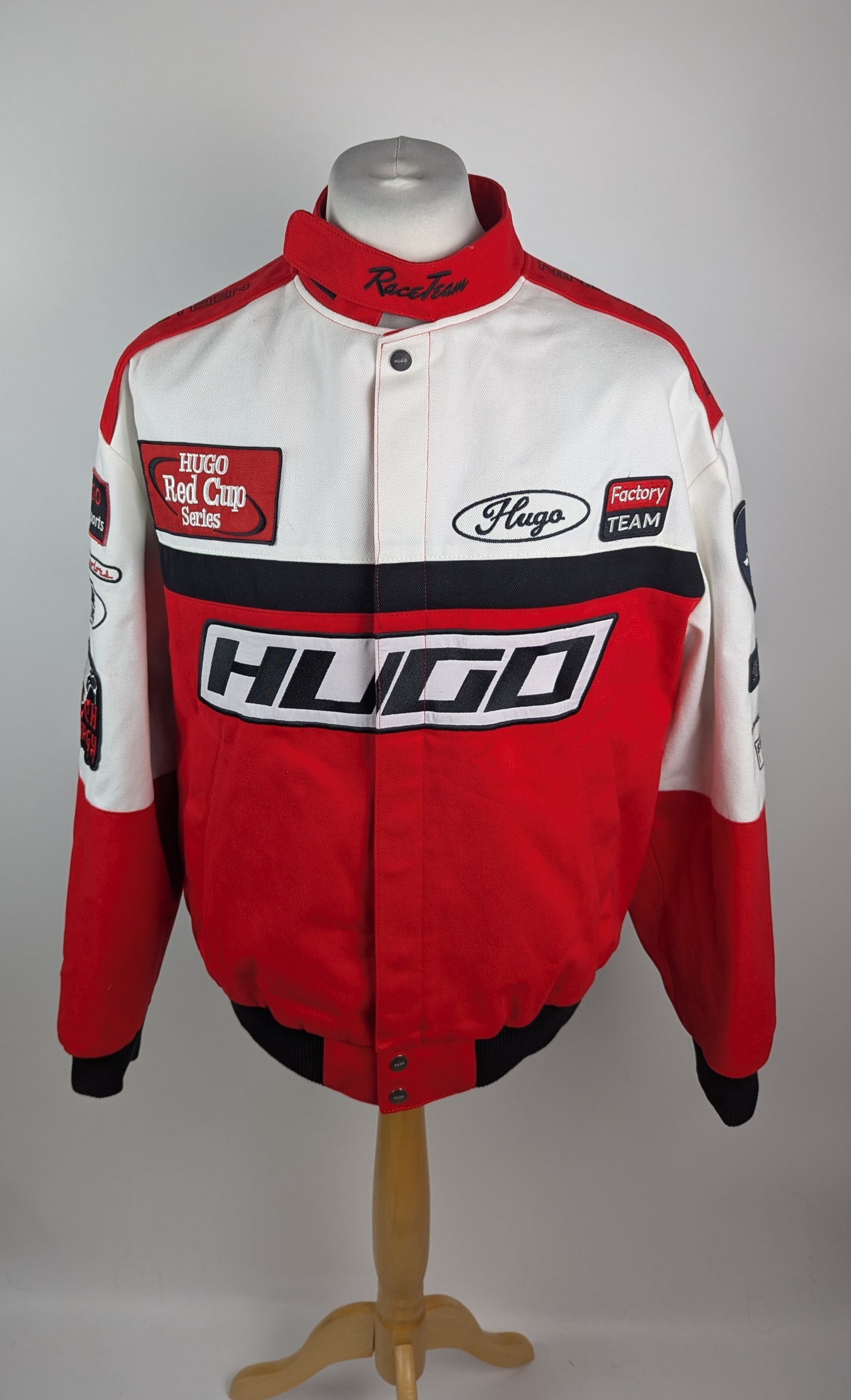 Hugo Bark2411 Mens racing inspired Jacket - Red / White
