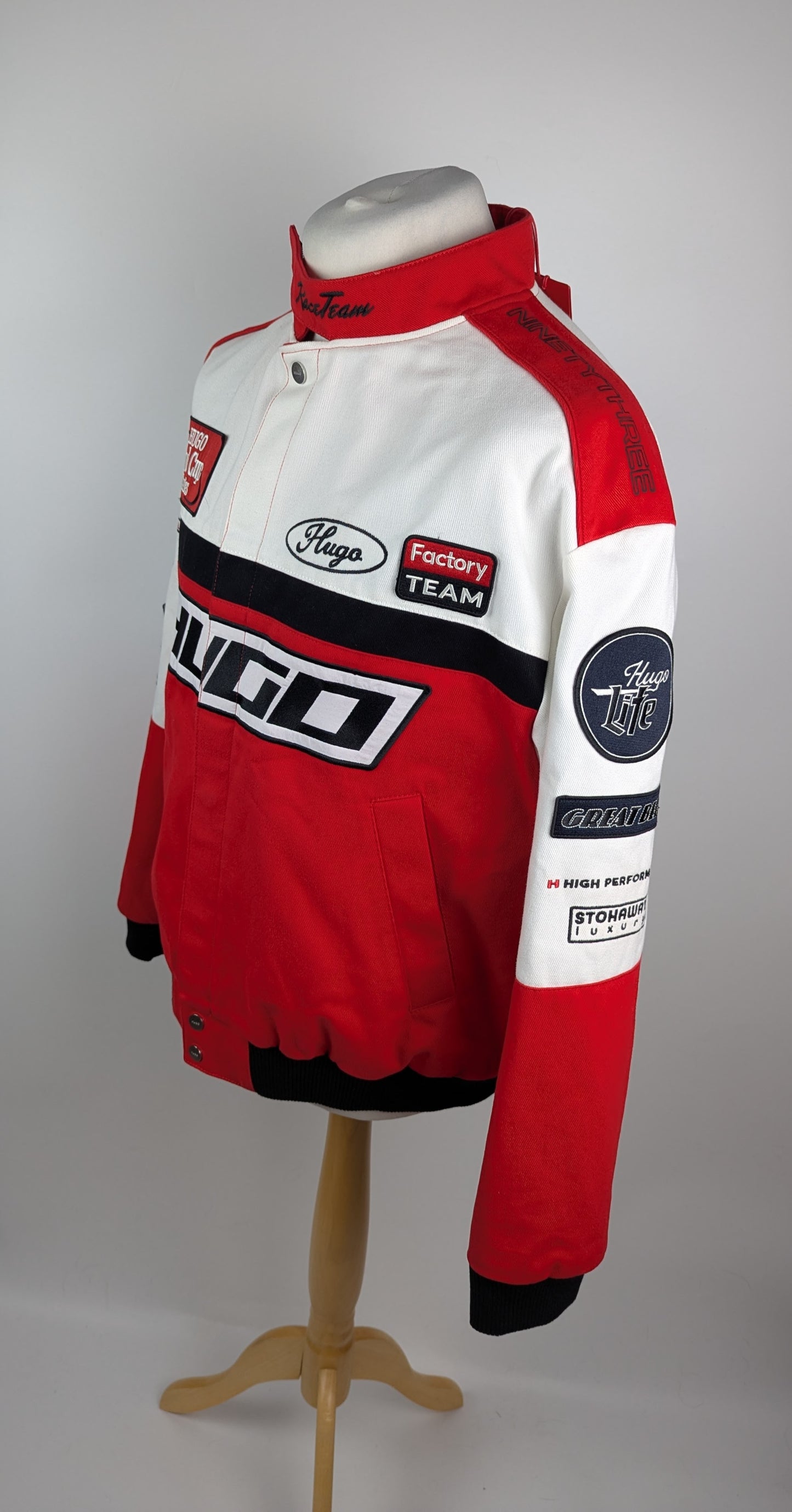 Hugo Bark2411 Mens racing inspired Jacket - Red / White
