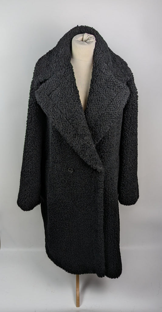 HUGO BOSS Womens Teddy Bear Overcoat - Black