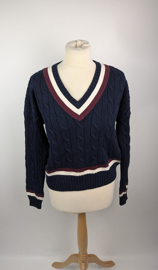 Lauren by Ralph Lauren Cable-Knit Cotton Cricket Jumper - Navy