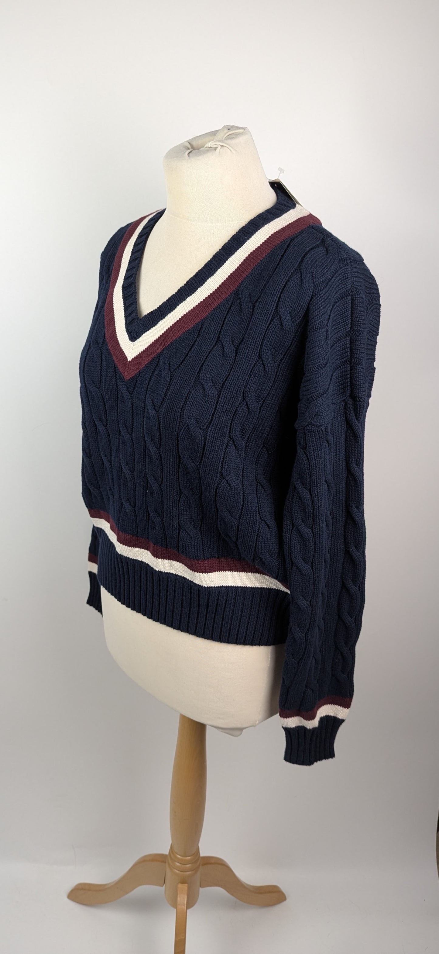 Lauren by Ralph Lauren Cable-Knit Cotton Cricket Jumper - Navy
