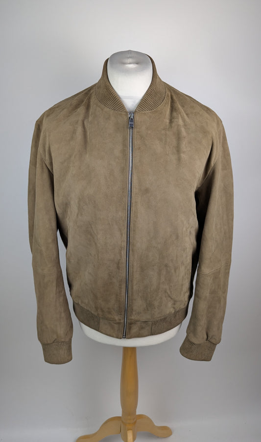 Boss Men's Suede Long Sleeve Leather Jacket - Brown