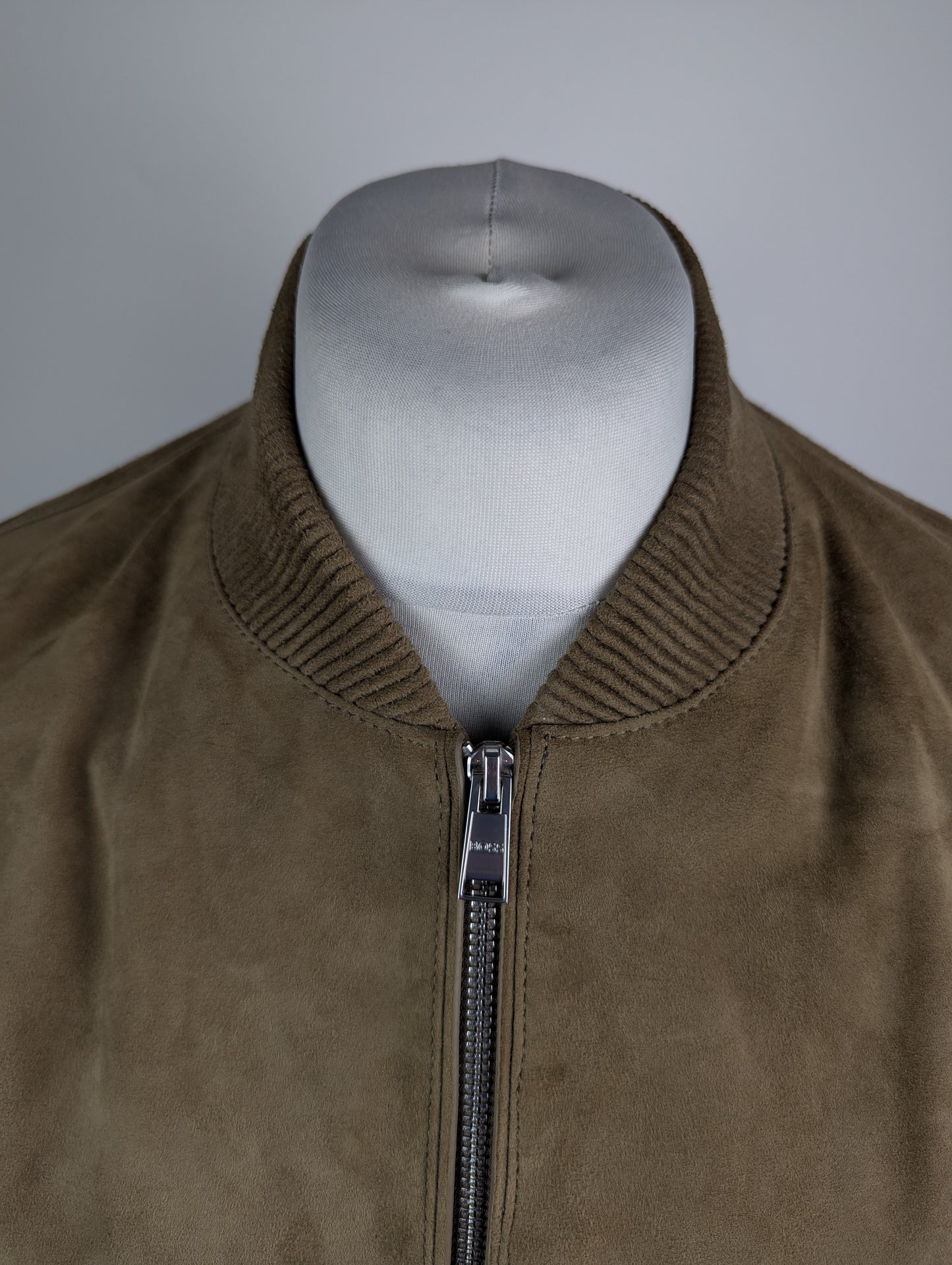 Boss Men's Suede Long Sleeve Leather Jacket - Brown