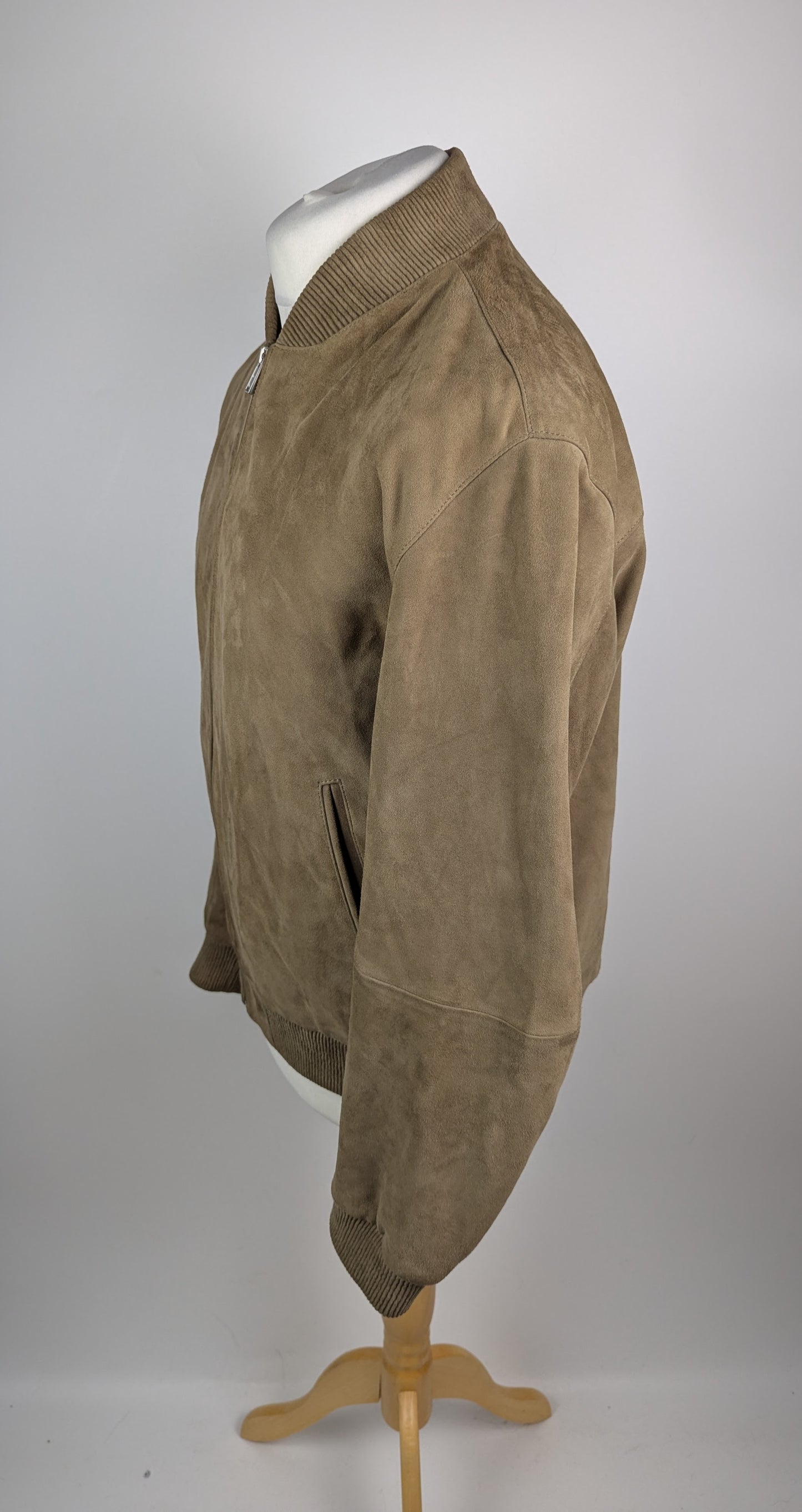 Boss Men's Suede Long Sleeve Leather Jacket - Brown