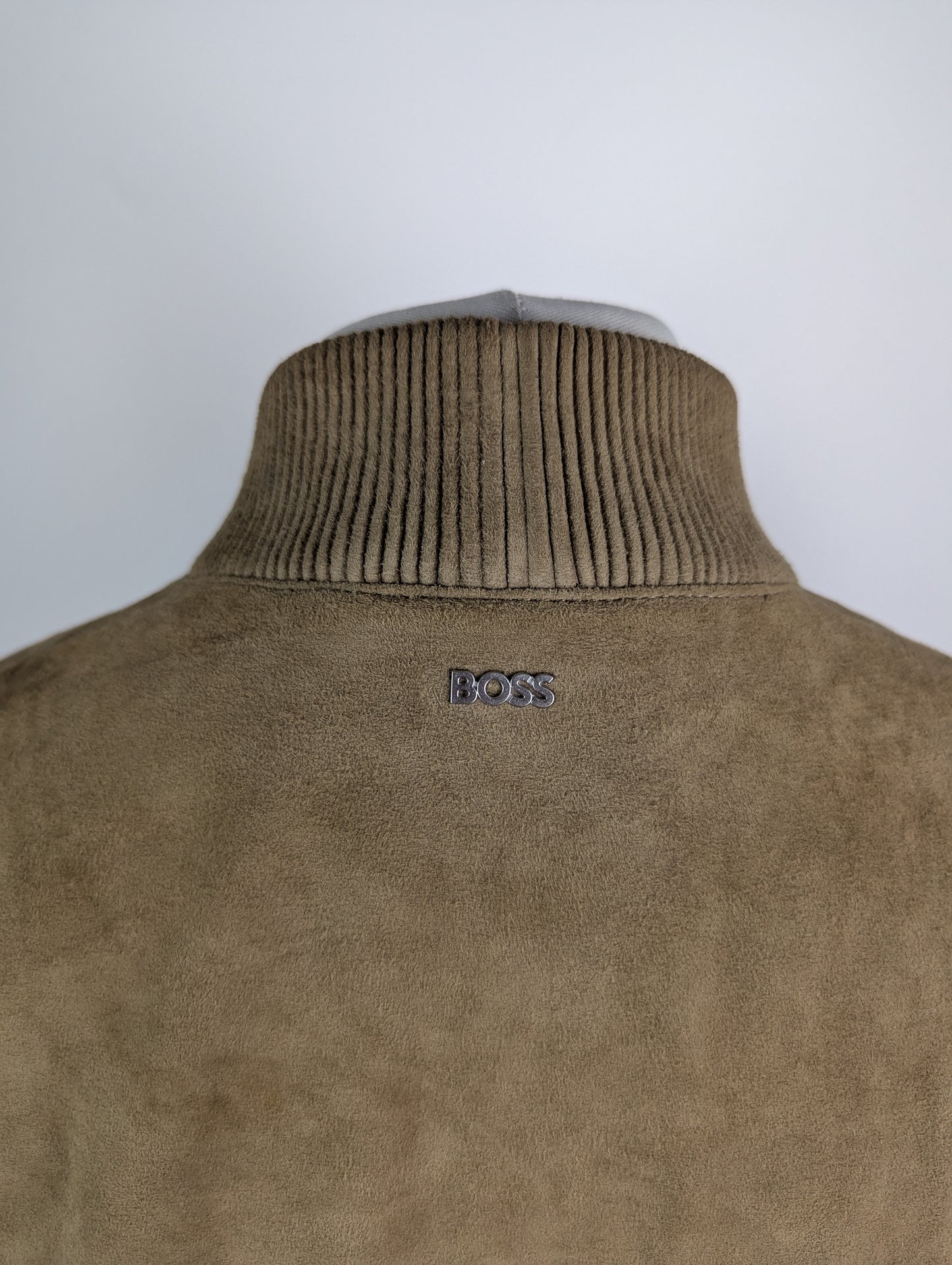 Boss Men's Suede Long Sleeve Leather Jacket - Brown