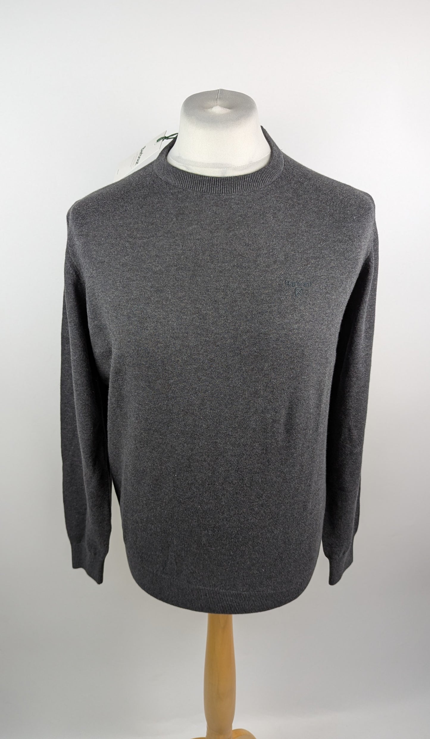 Barbour Mens Pima Crew Neck Sweater - Charcoal Grey