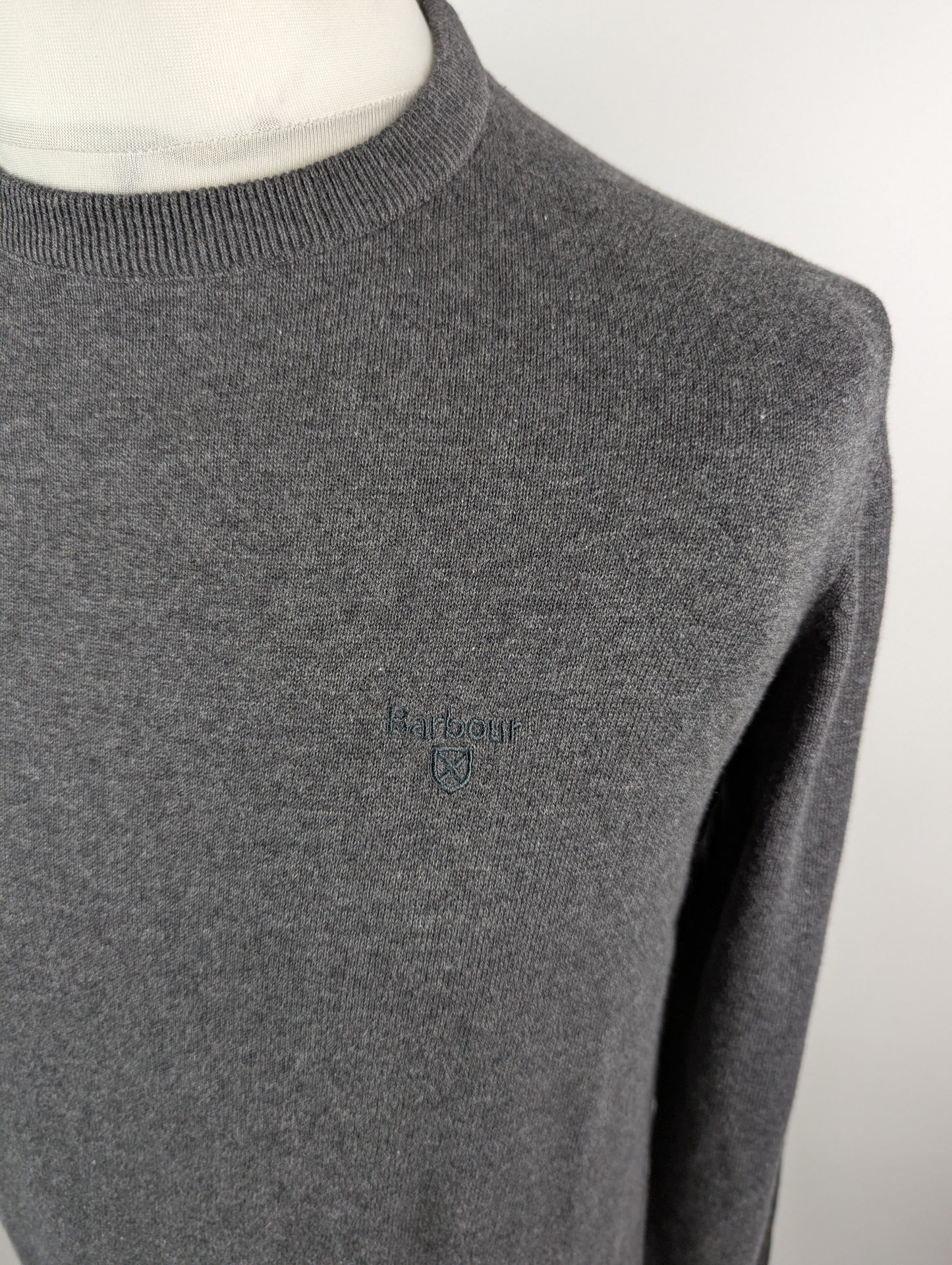 Barbour Mens Pima Crew Neck Sweater - Charcoal Grey