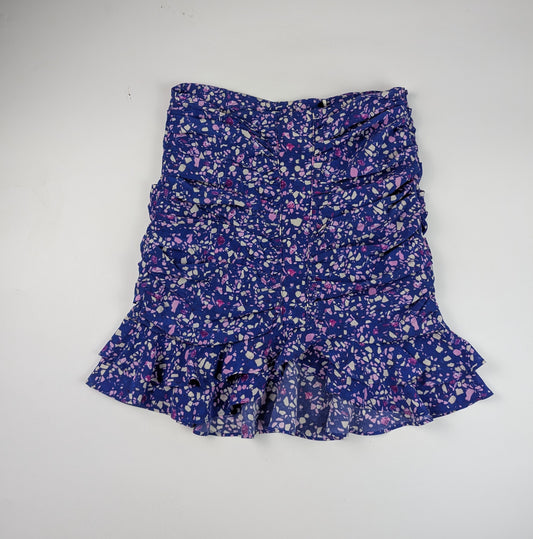 ISABEL MARANT Ruffled printed stretch-silk mini skirt - Purple / Multi