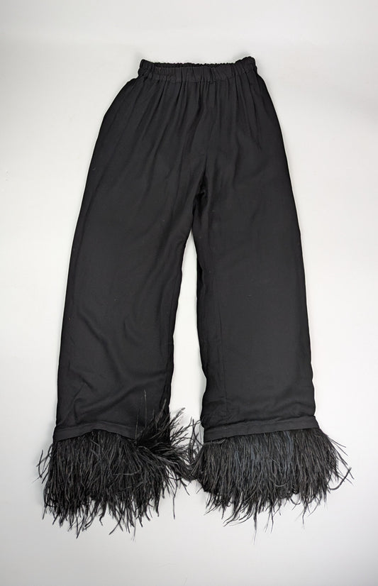Sleeper Party Pajama Trousers With Double Feathers - Black