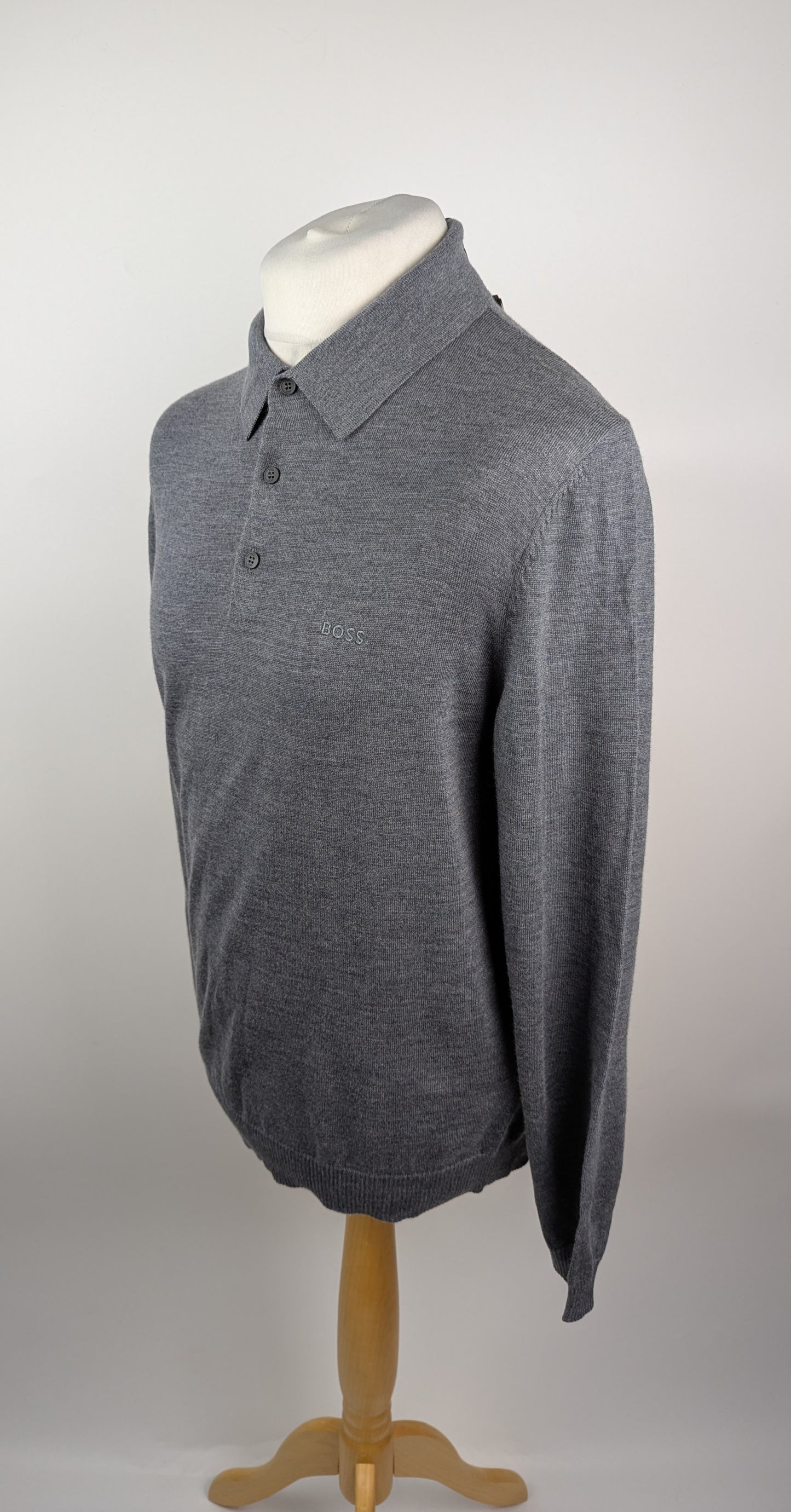 Boss Men's Banet E Knitted Long Sleeve Polo Shirt - Grey