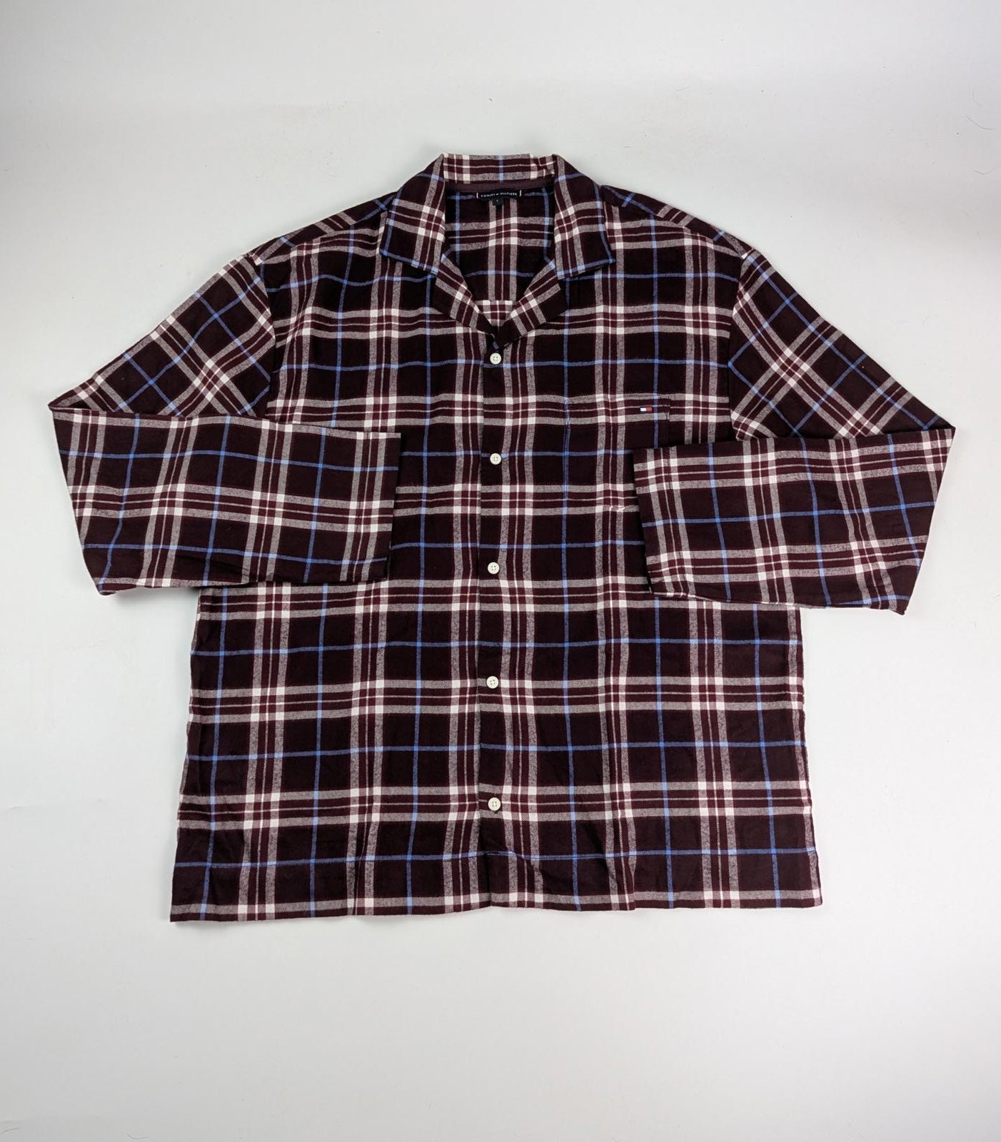 Tommy Hilfiger Tartan Pyjama Set size uk large mens in burgundy red / blue new