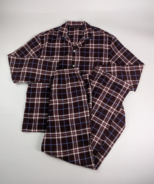 Tommy Hilfiger Tartan Pyjama Set size uk large mens in burgundy red / blue new