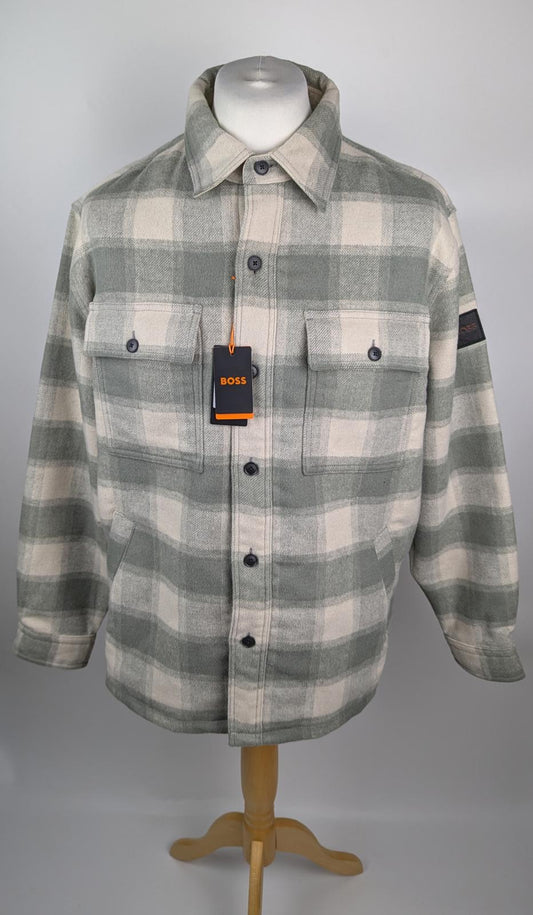 Boss Men's Lassie checked Overshirt - Light beige / Green