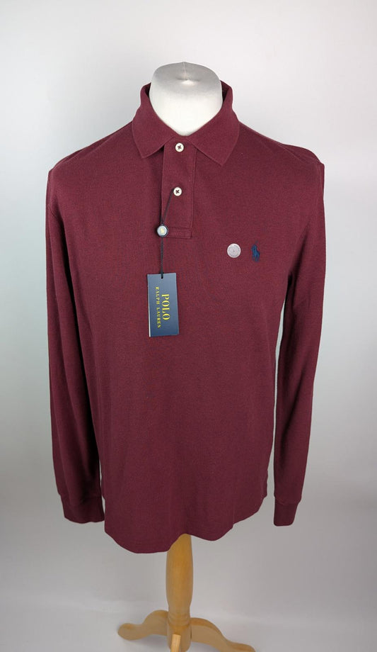 Polo Ralph Lauren Custom Slim Fit Mesh Polo Shirt - Burgundy Red