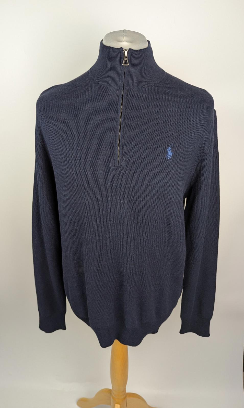 Polo Ralph Lauren Mesh-Knit Cotton Quarter-Zip Jumper - Navy