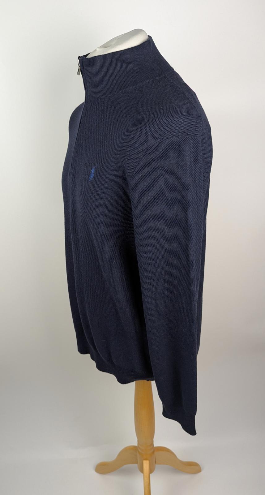 Polo Ralph Lauren Mesh-Knit Cotton Quarter-Zip Jumper - Navy