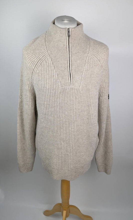 Barbour International Chester Funnel Knit Jumper - Beige