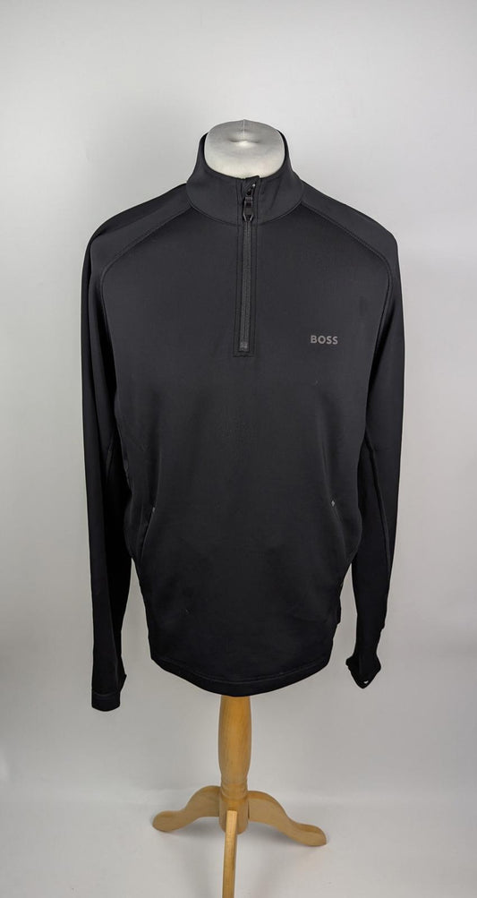 Boss Men's HBG Quarter-Zip active sweater - Black